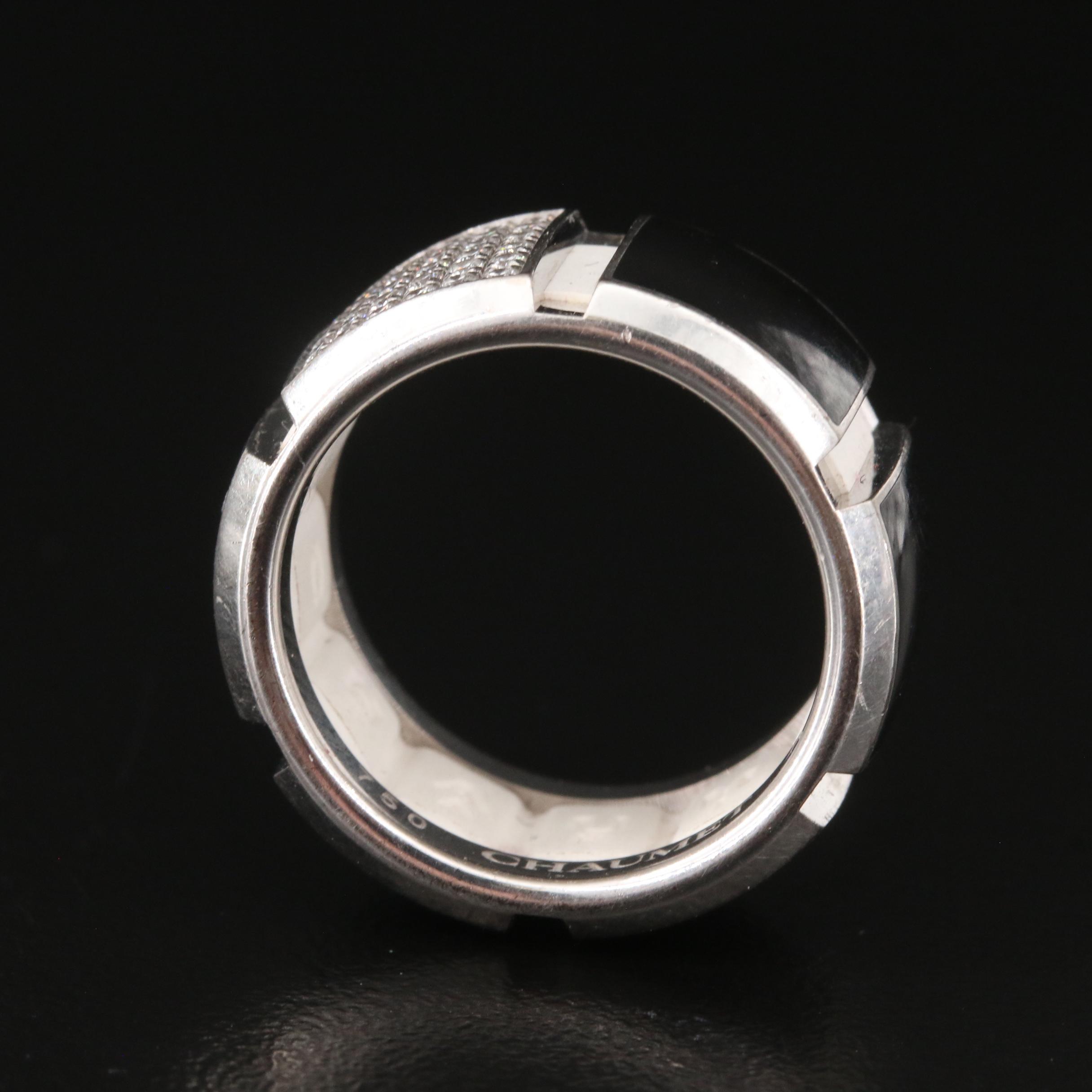Chaumet "Class One" 18K Black Onyx and Diamond Band