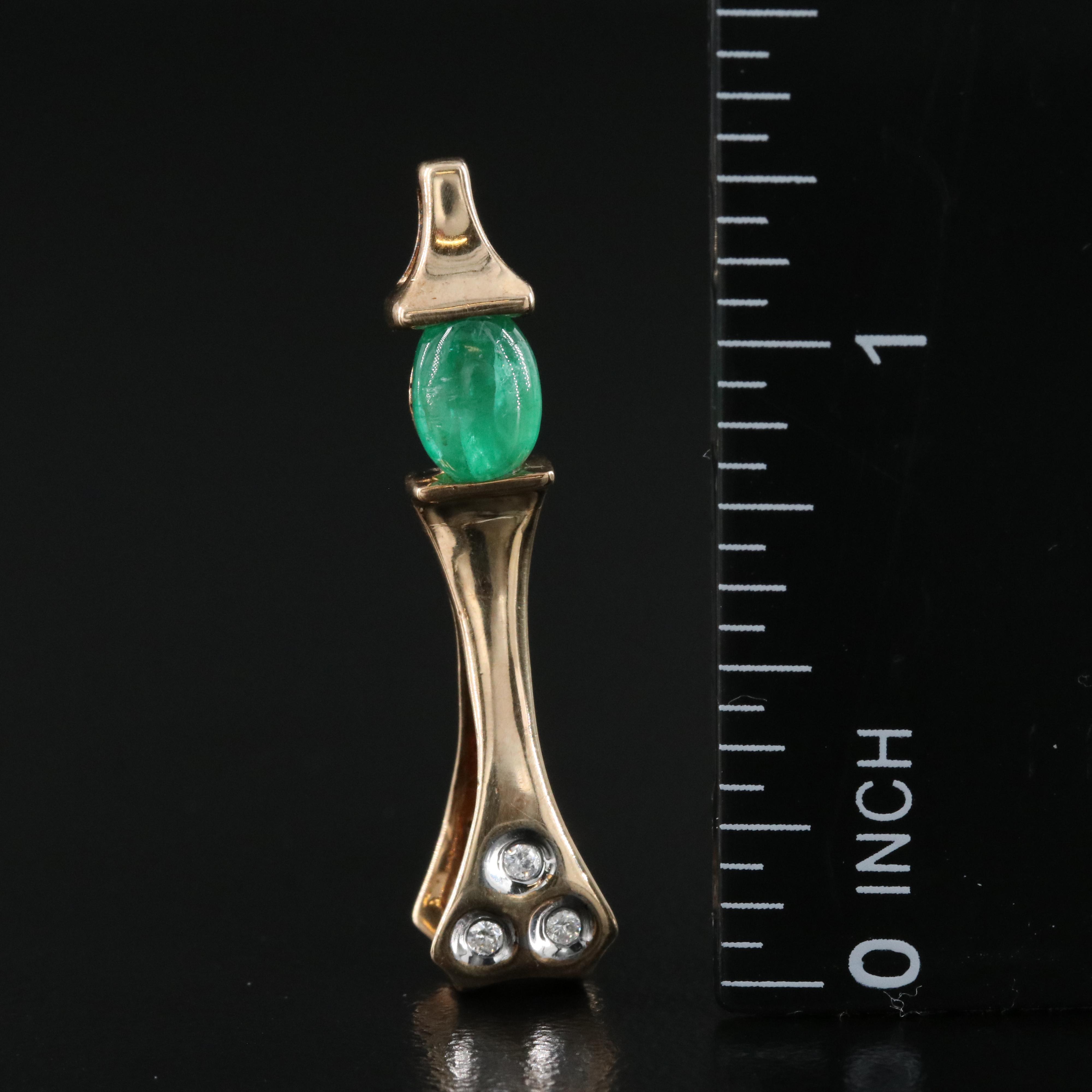 14K 1.00 CT Emerald and Diamond Pendant