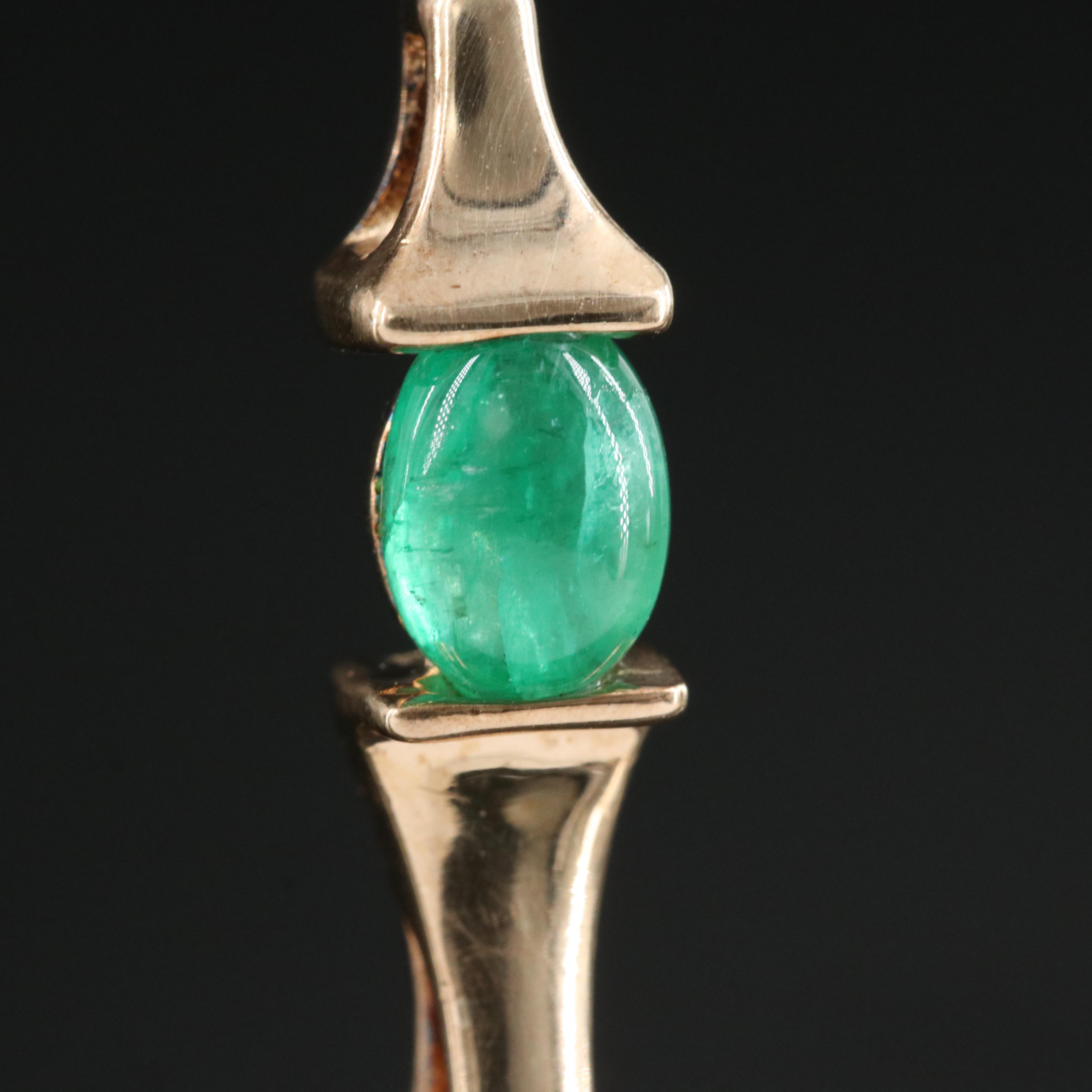 14K 1.00 CT Emerald and Diamond Pendant