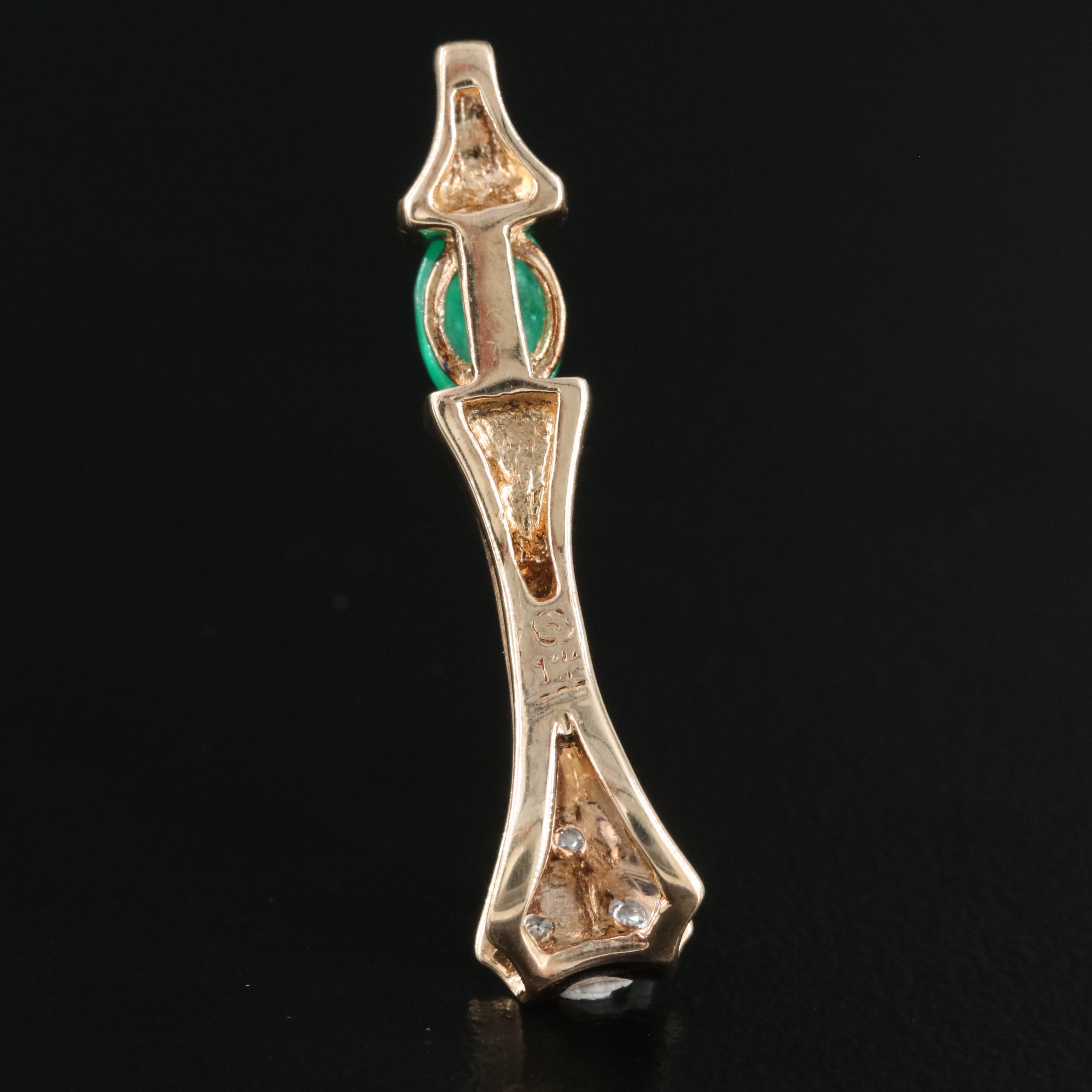 14K 1.00 CT Emerald and Diamond Pendant