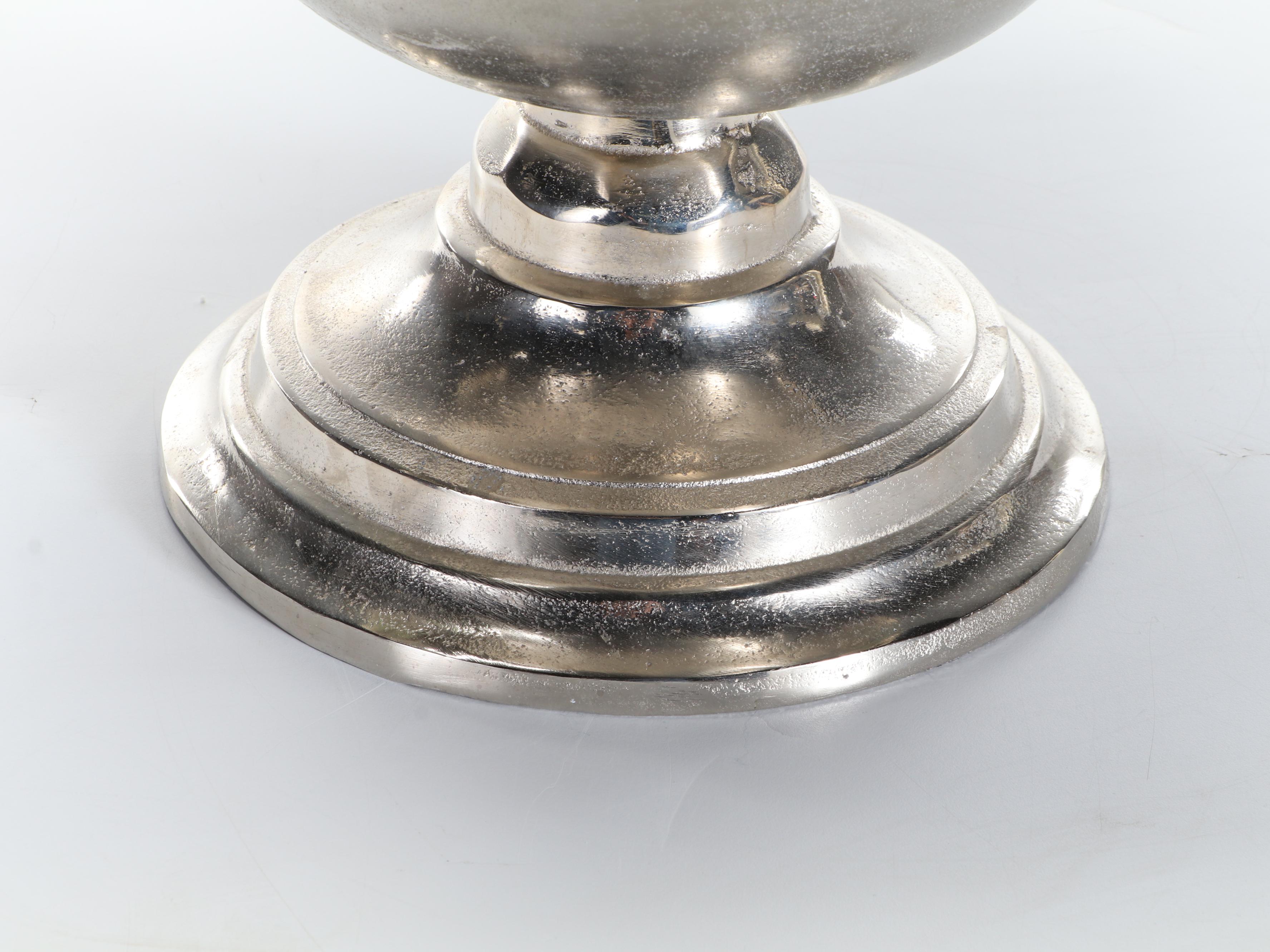 Artificial Juniper Plant in Silver Tone Metal Champagne Bucket Planter