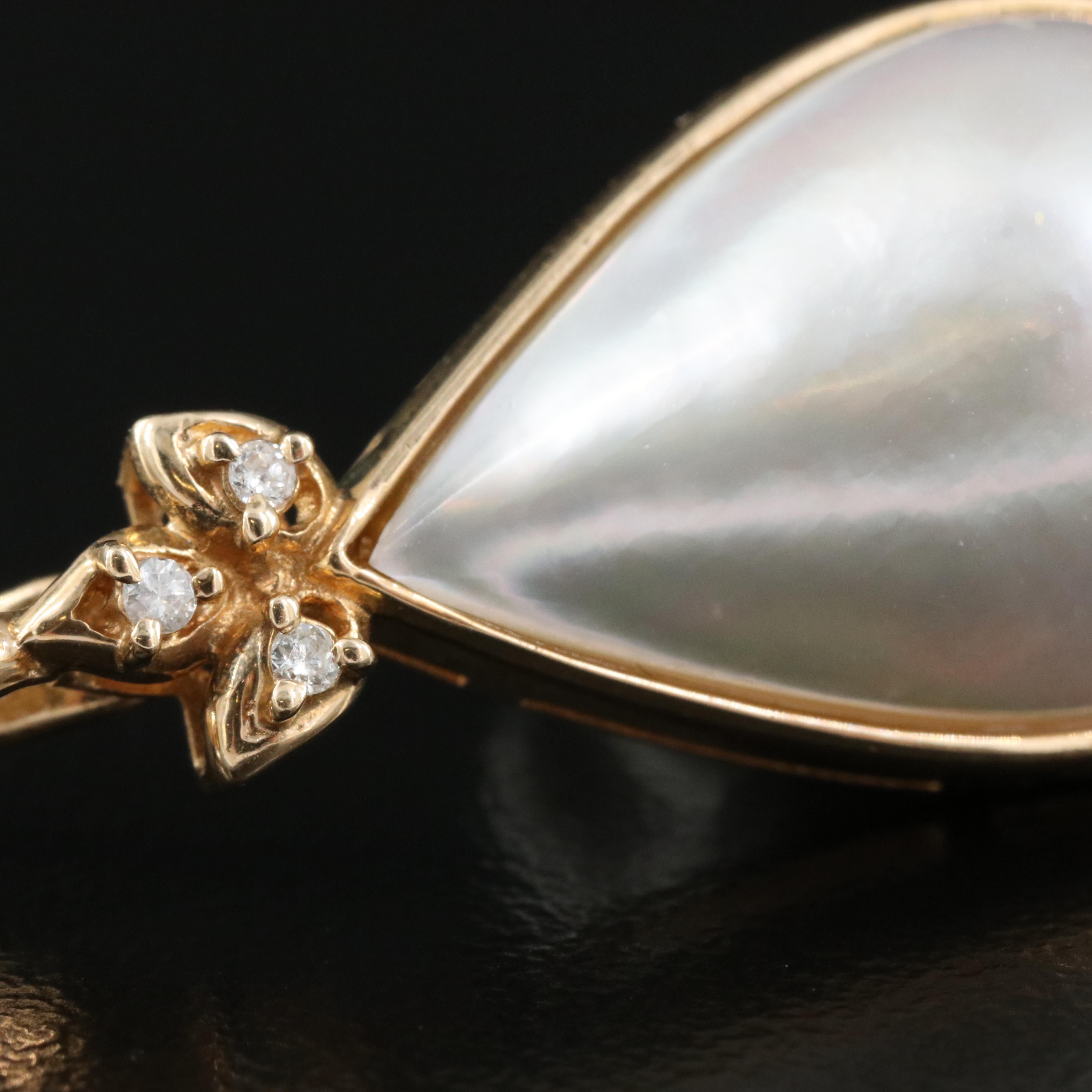 14K 20.00 x 13.00 mm Pearl and Diamond Enhancer Pendant