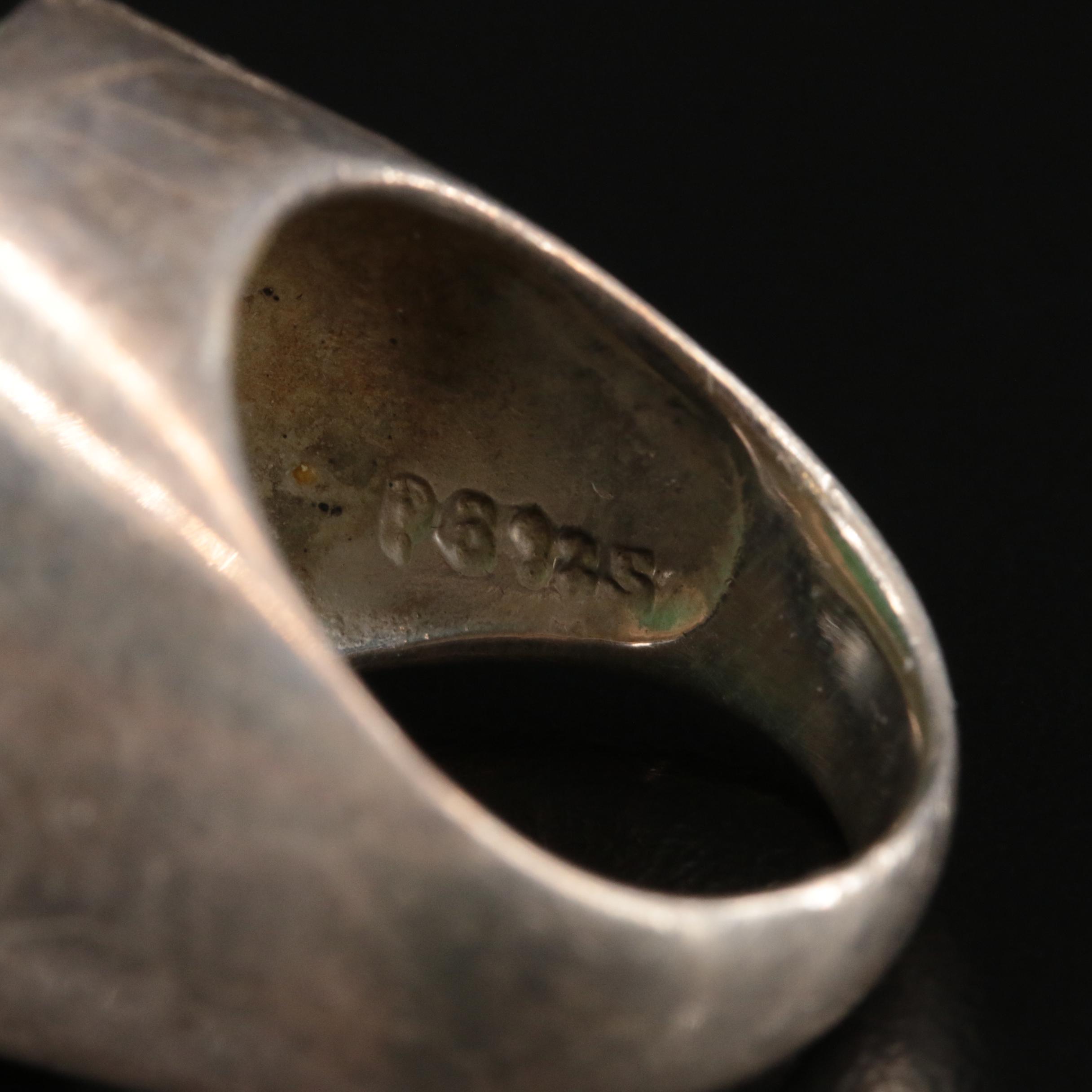 Sterling Ring Selection Including Turquoise, Mother-of-Pearl and Rose Quartz