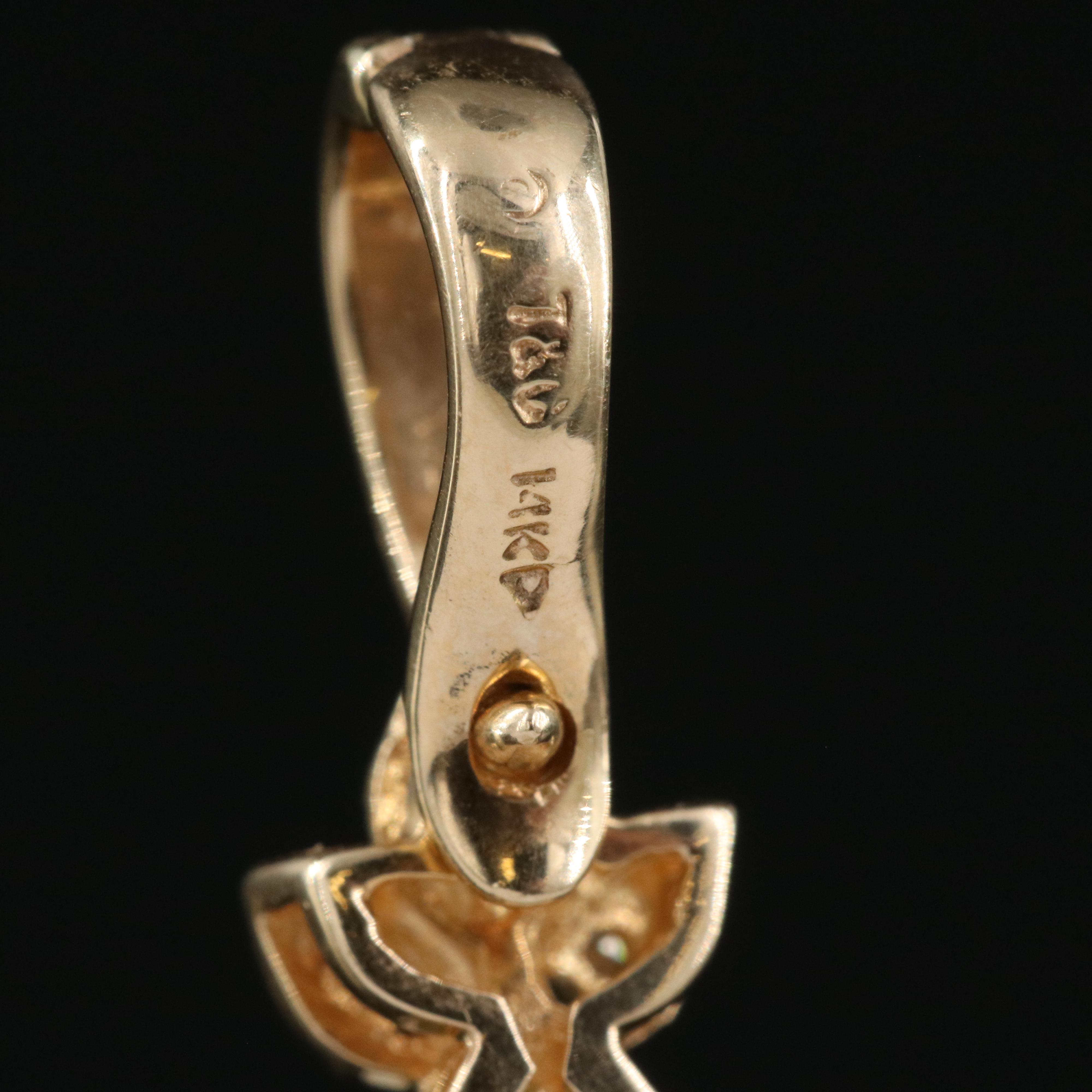 14K 20.00 x 13.00 mm Pearl and Diamond Enhancer Pendant