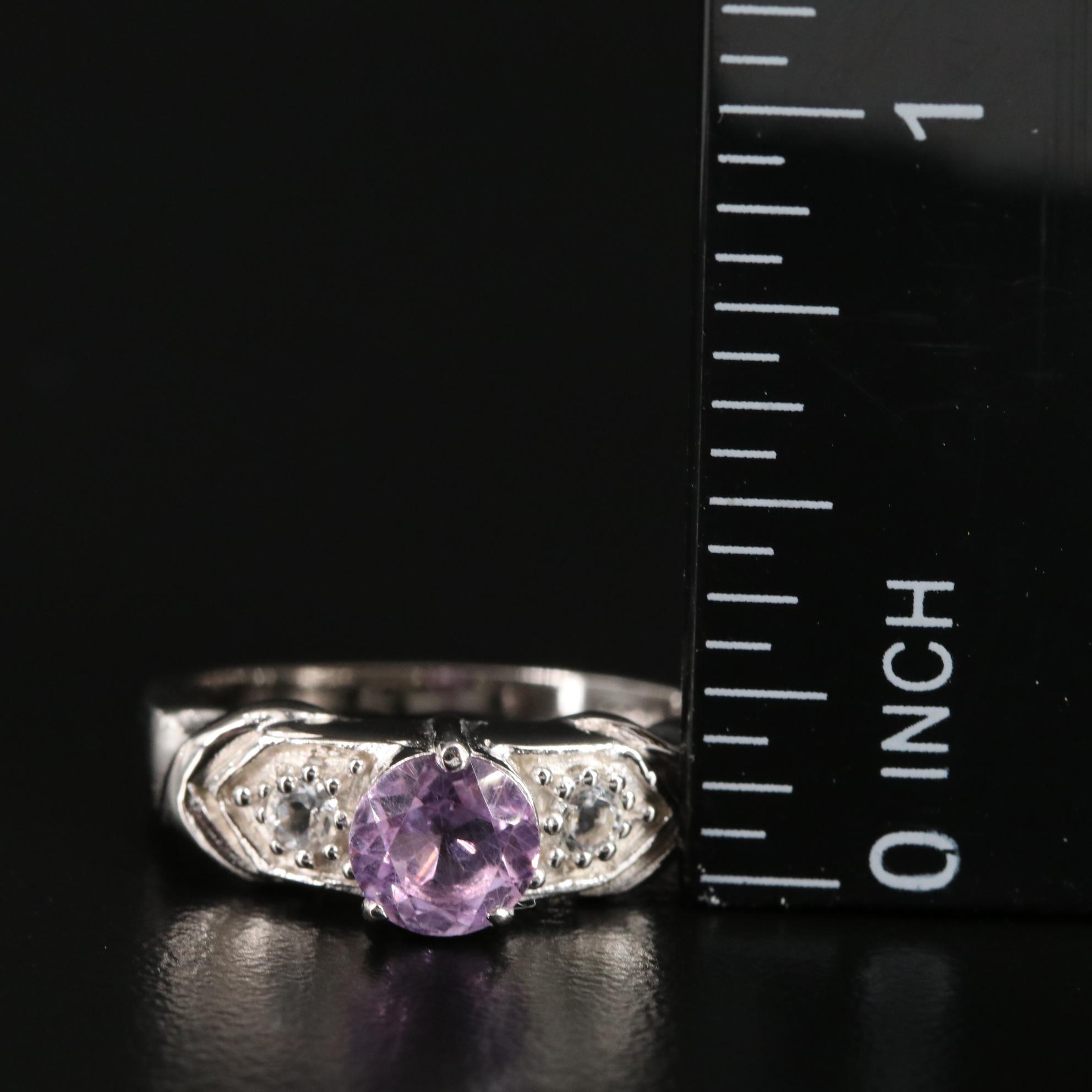 Sterling Amethyst and White Topaz Ring