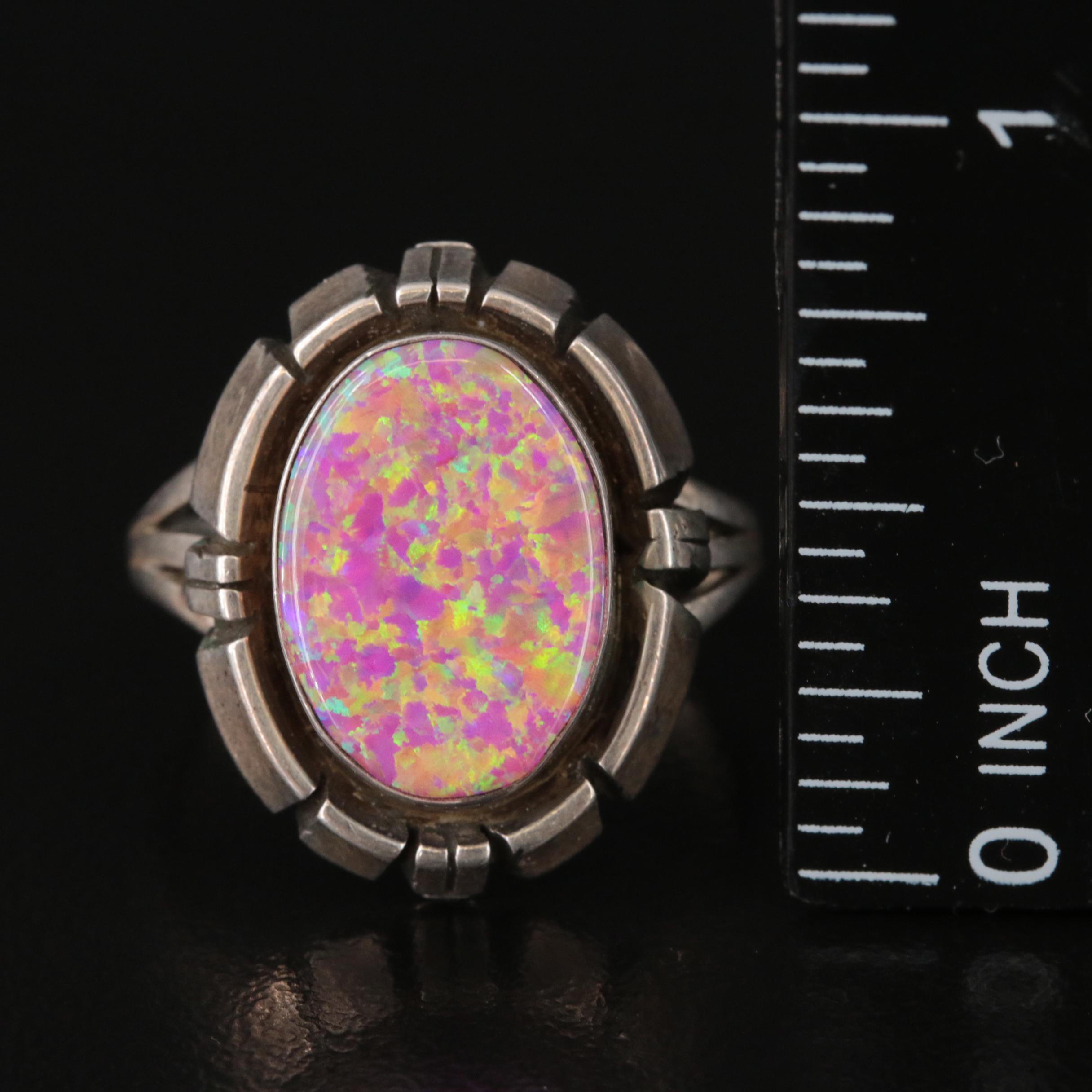 Southwestern Sterling Opal, Amethyst and Coral Rings