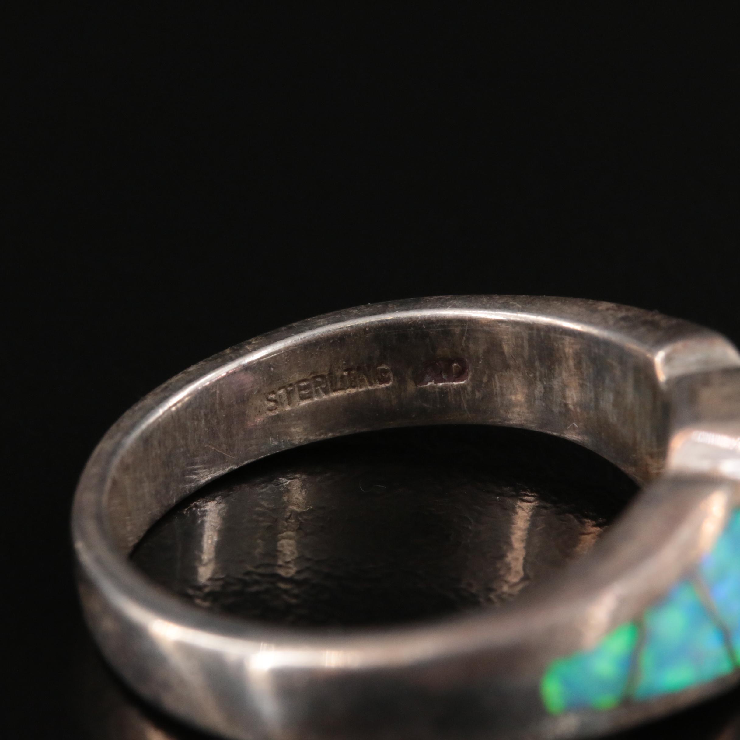 Southwestern Sterling Opal, Amethyst and Coral Rings