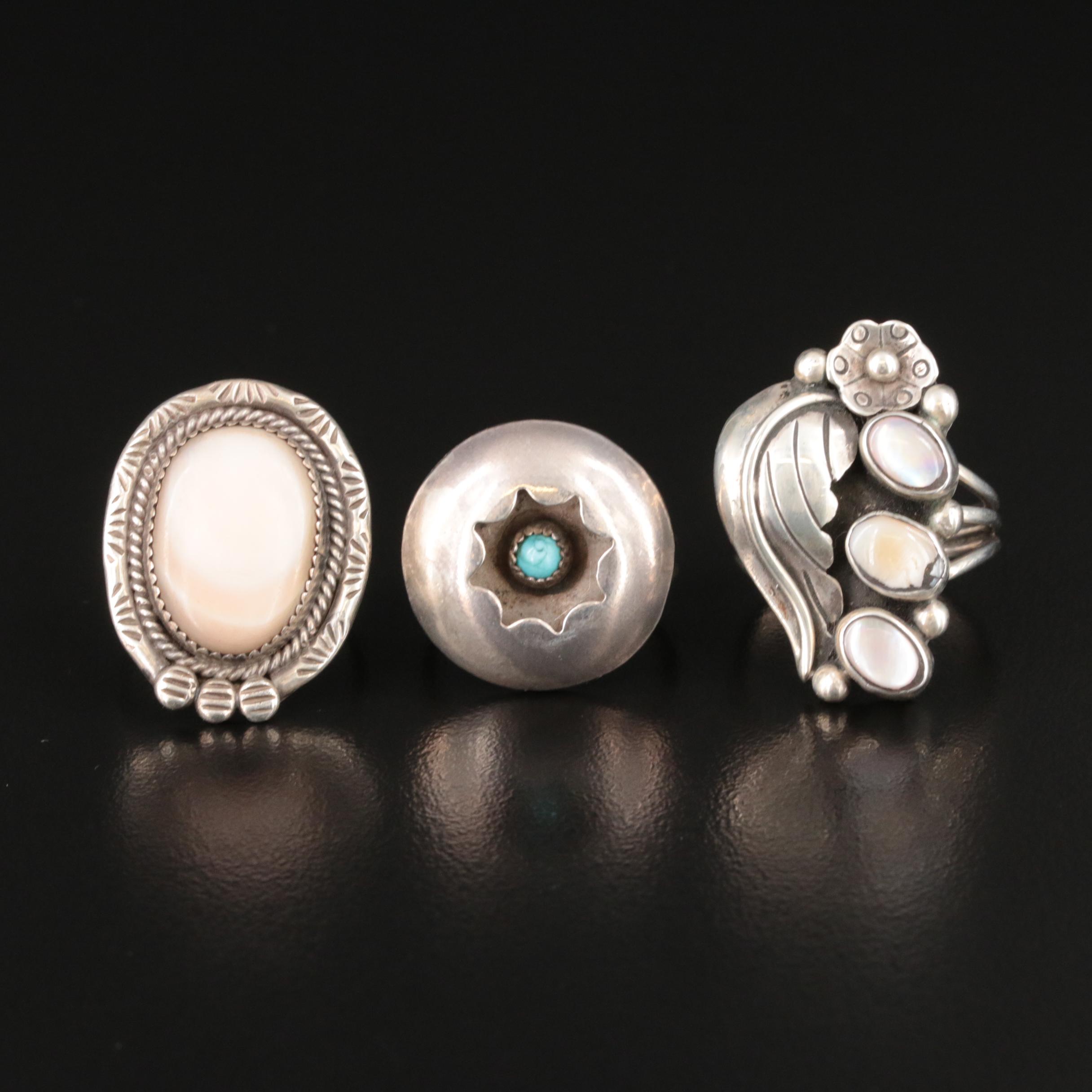 Turquoise, Shell and Mother-of-Pearl Included in Southwestern Ring Selection