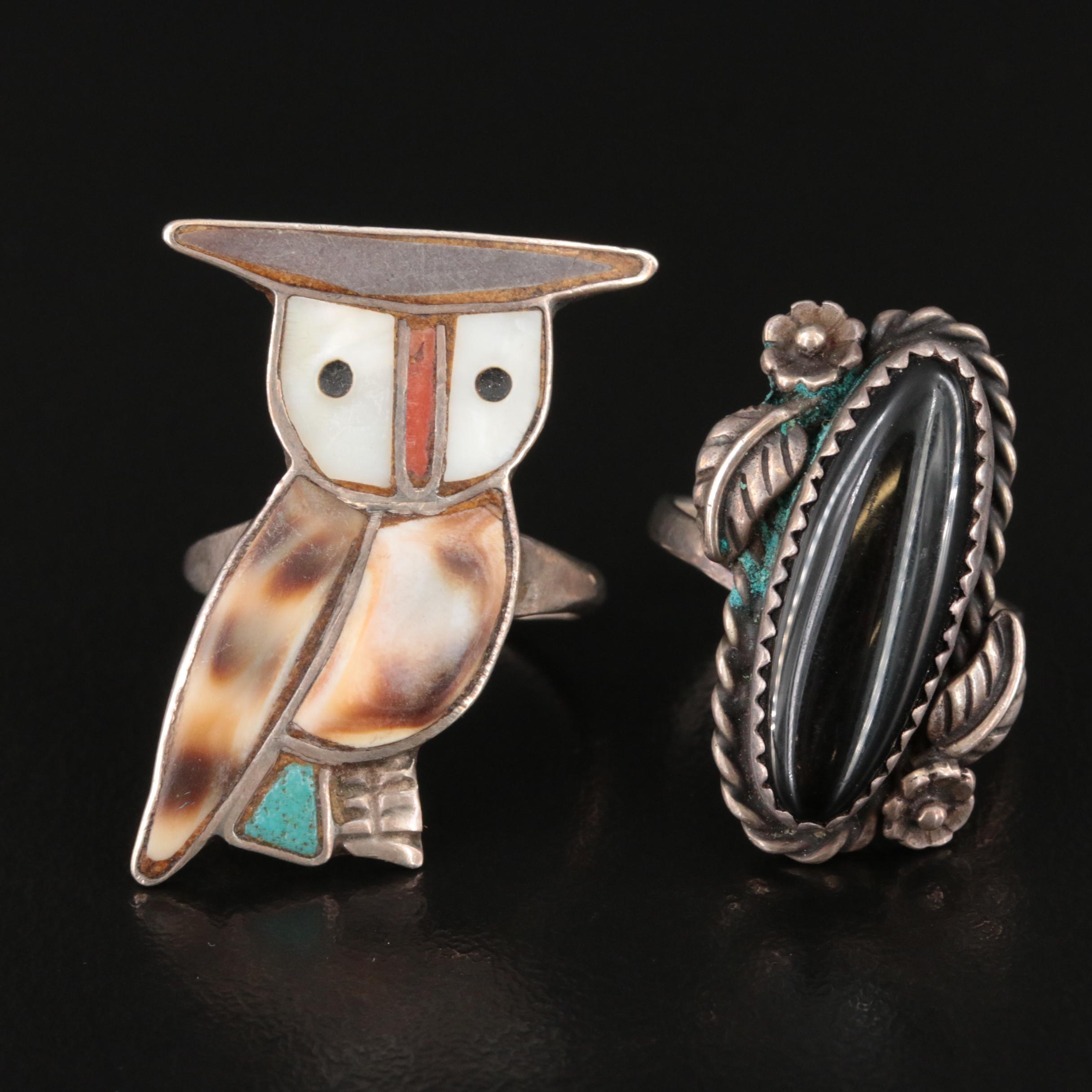 Turquoise, Shell and Mother-of-Pearl Included in Southwestern Ring Selection