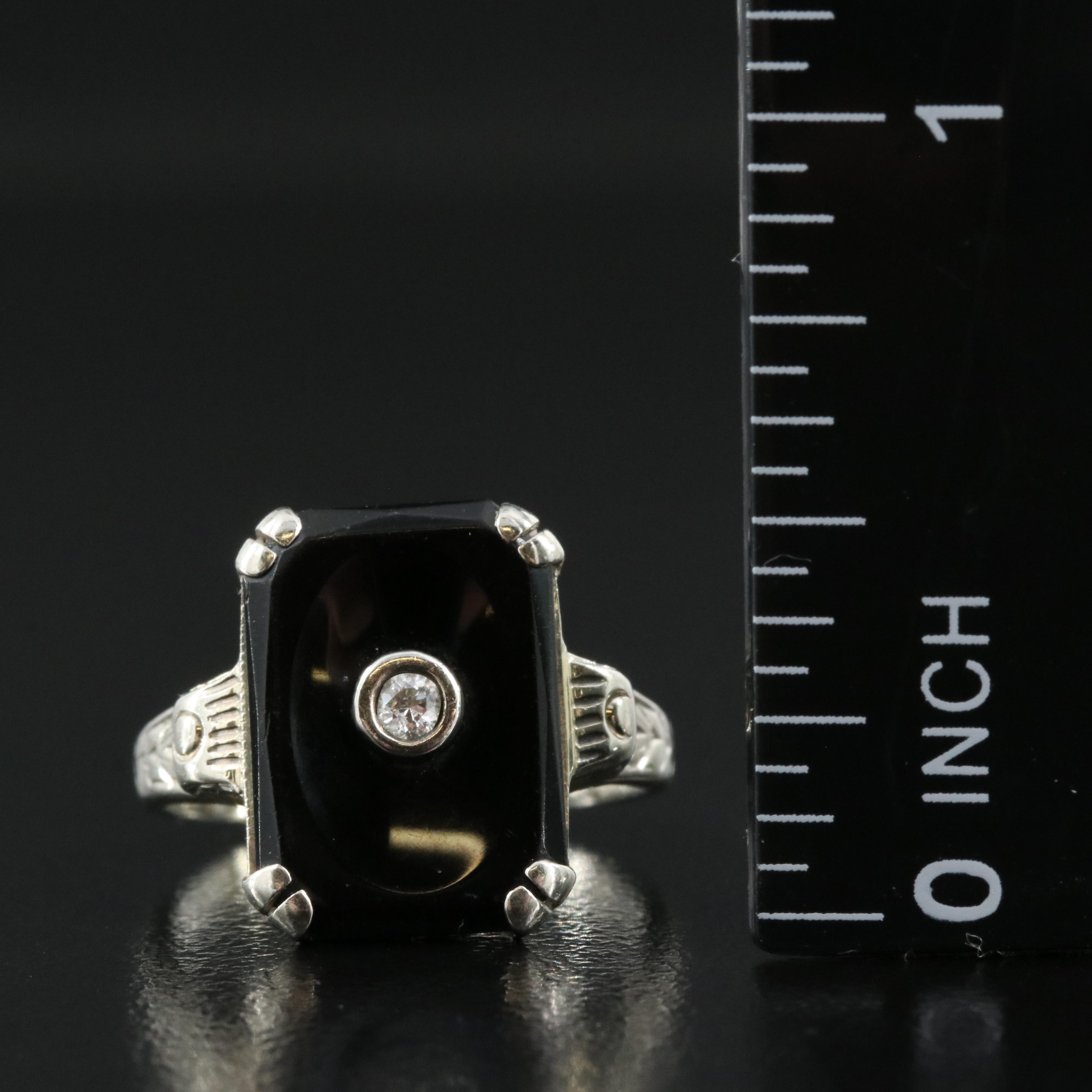 18K Black Onyx and Diamond Ring