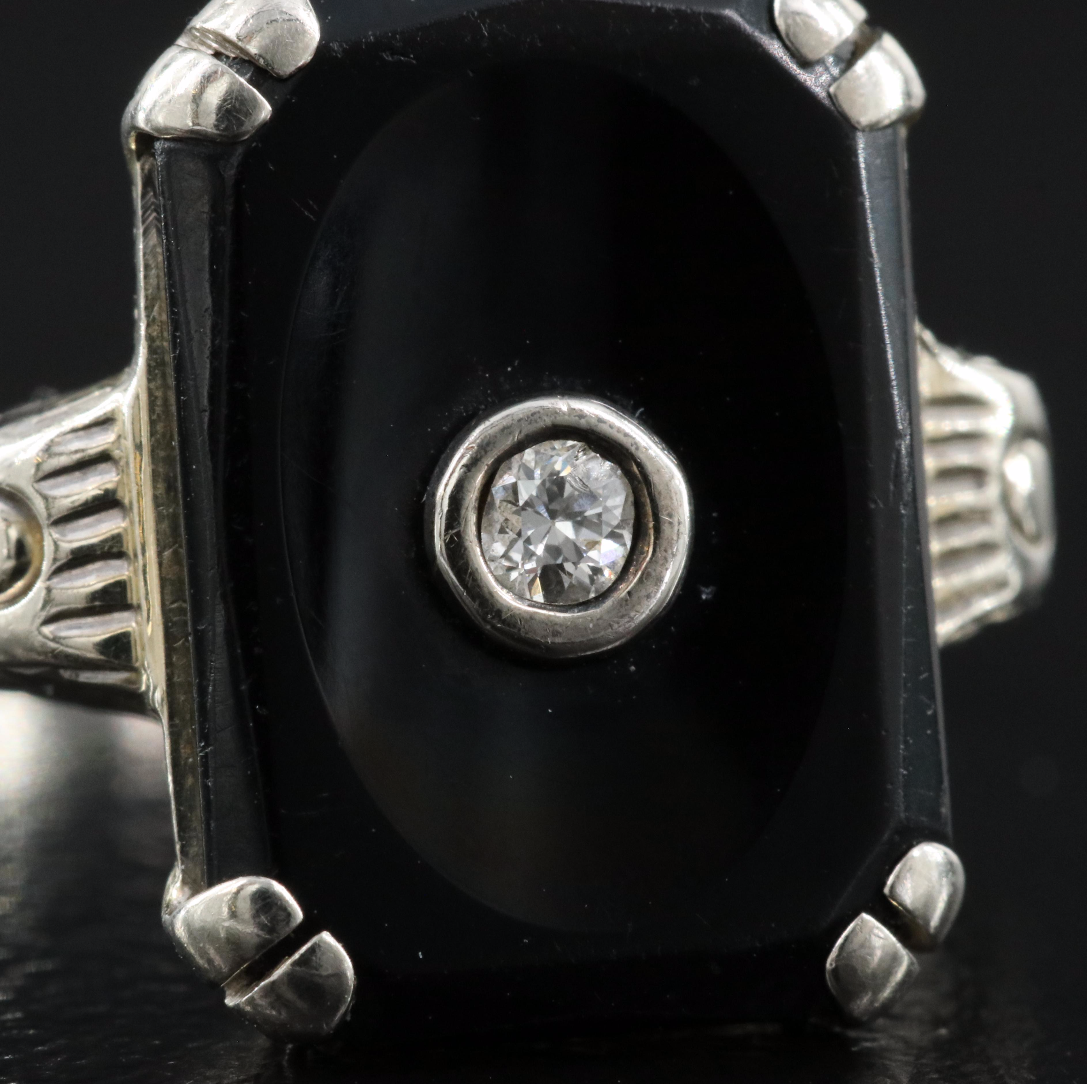 18K Black Onyx and Diamond Ring