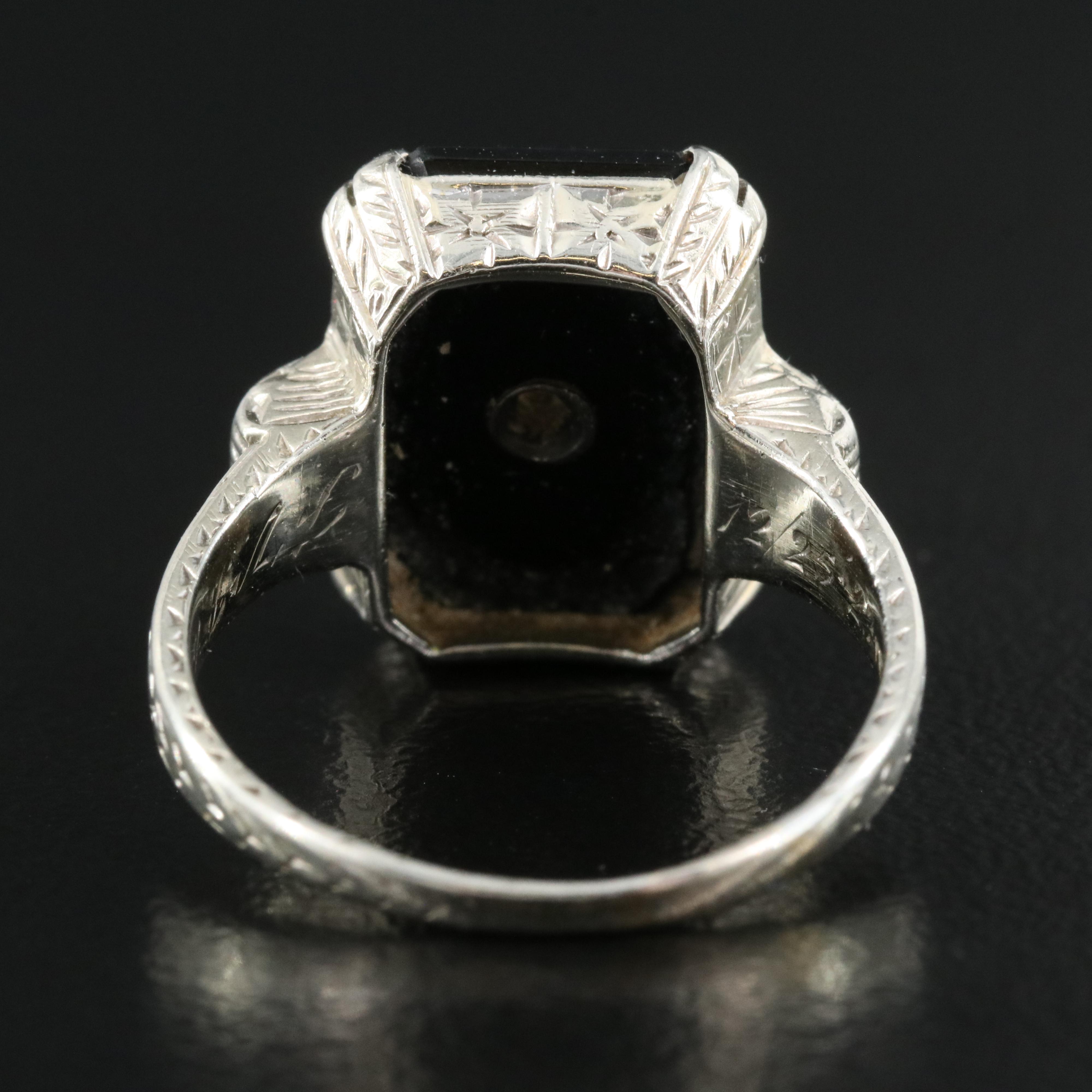 18K Black Onyx and Diamond Ring