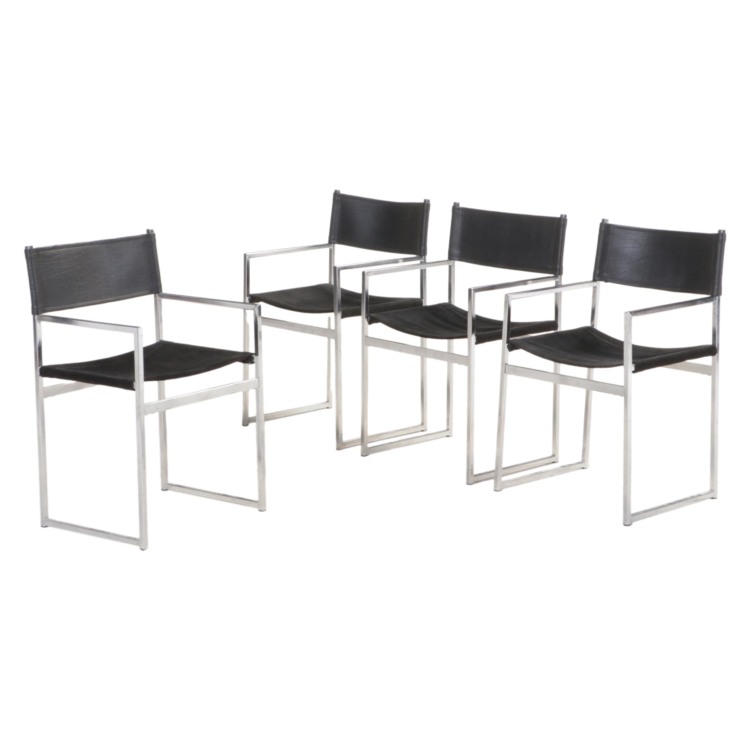 Four Cosco Modernist Chrome Sling Chairs, Mid to Late 20th Century