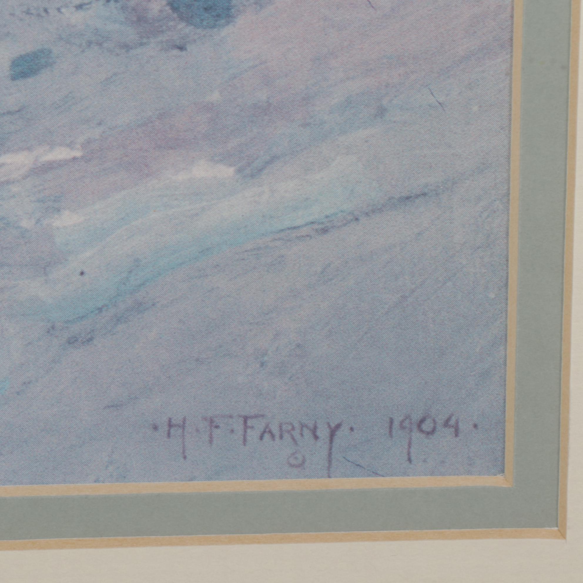 Offset Lithograph After Henry Farny "Indian Marauders in Party Fording Stream"