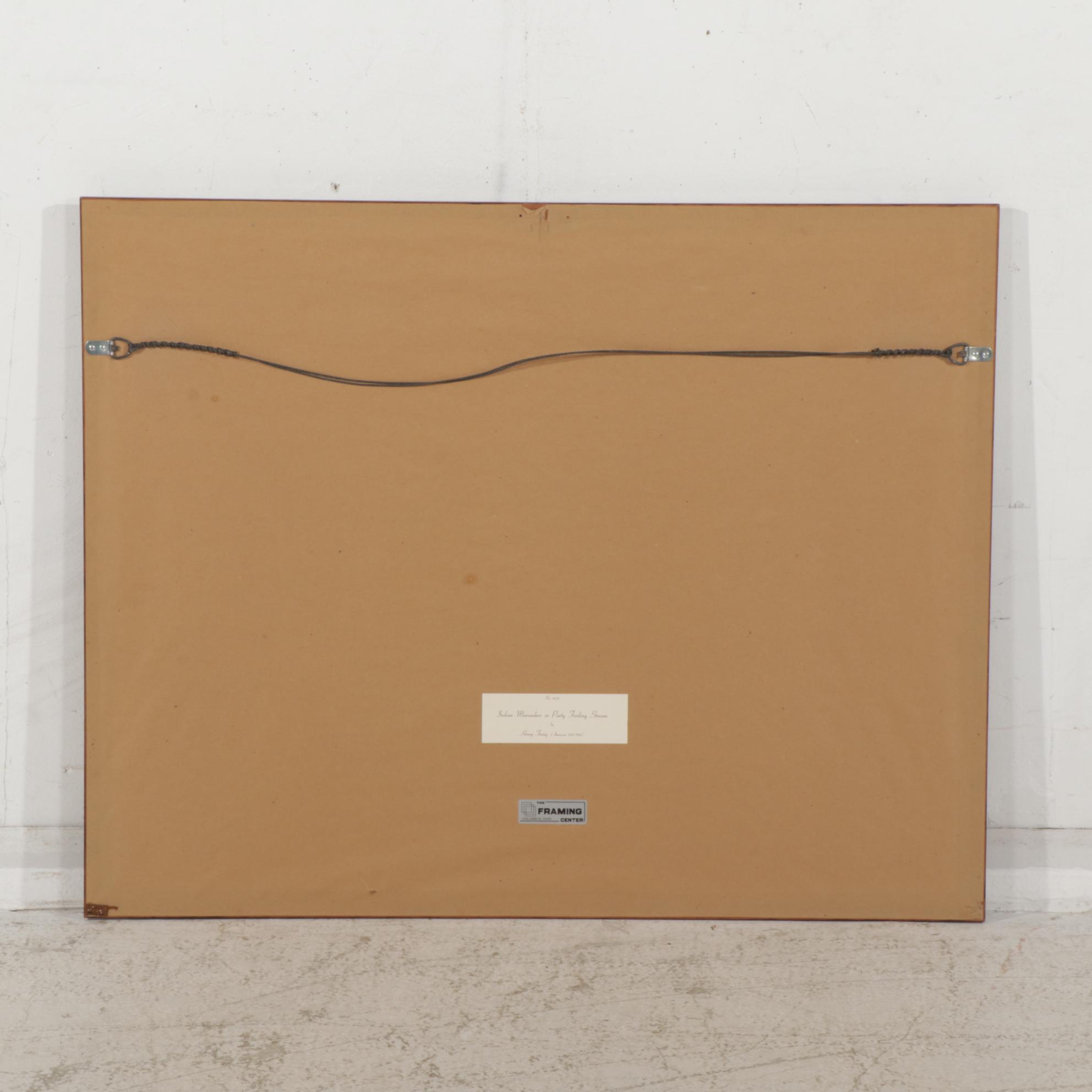 Offset Lithograph After Henry Farny "Indian Marauders in Party Fording Stream"