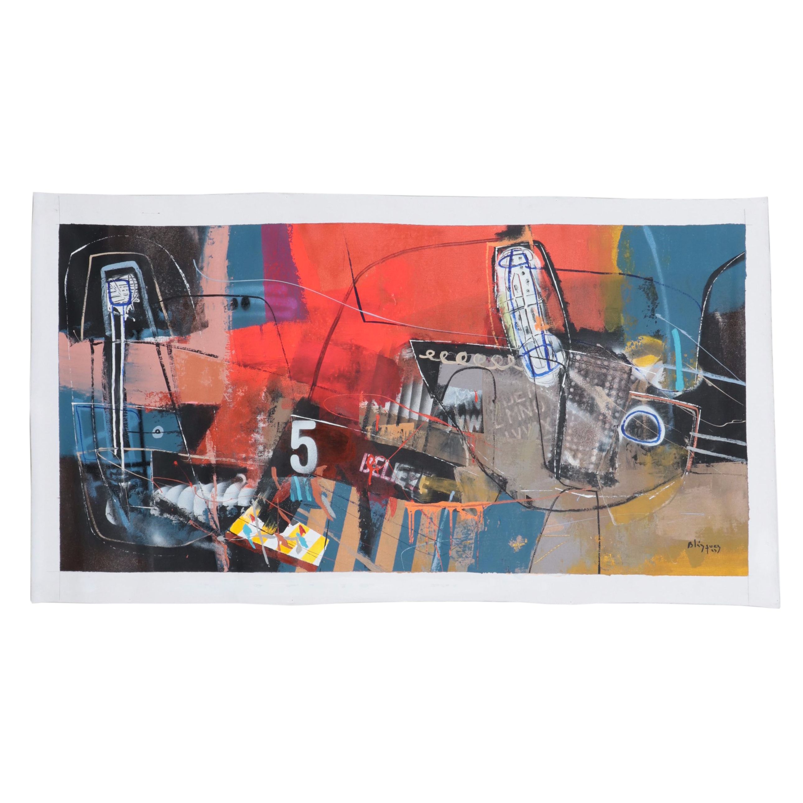 Michel Blázquez Large-Scale Mixed Media Painting "Eclipse," 2023