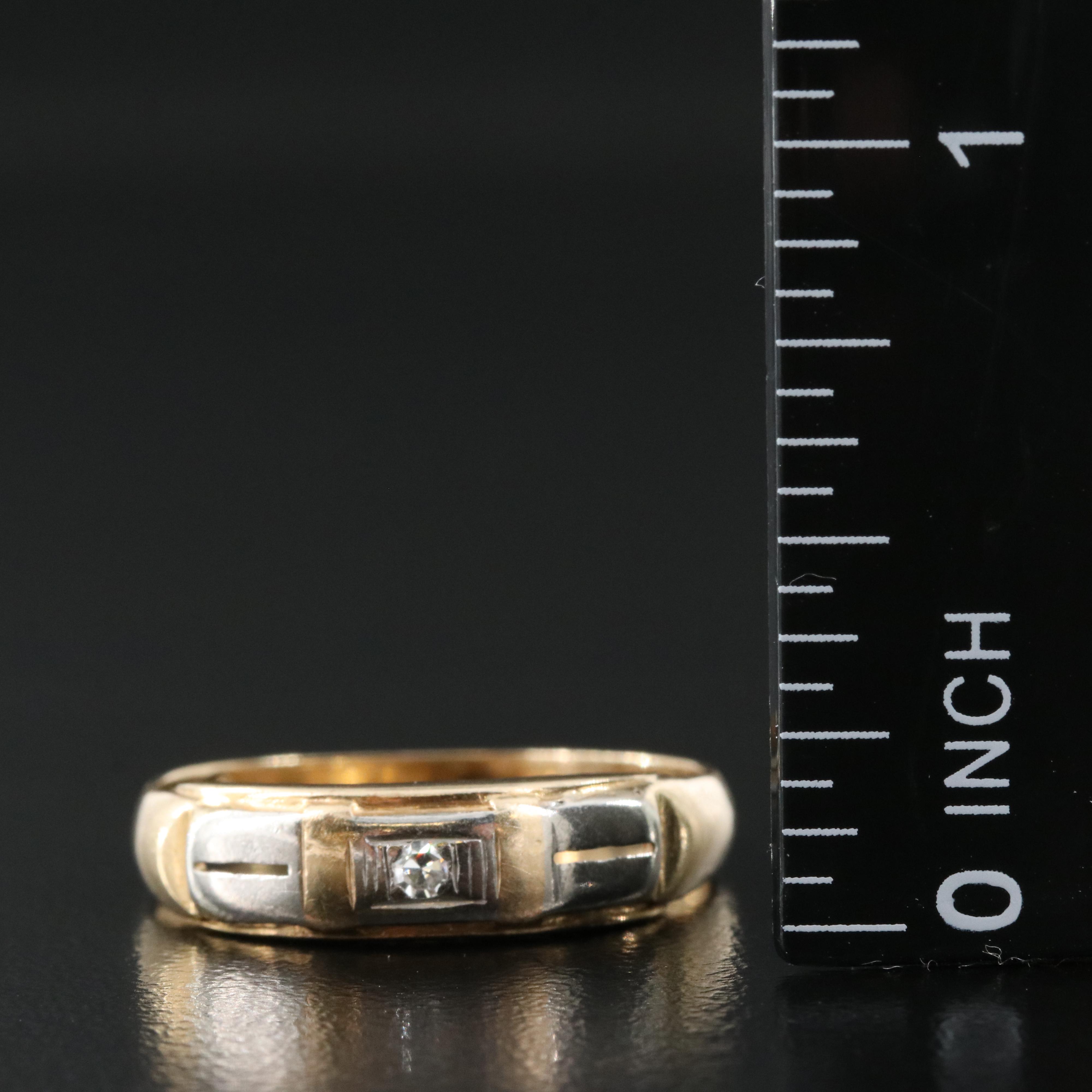 14K 0.03 CT Diamond Ring with Palladium Accents