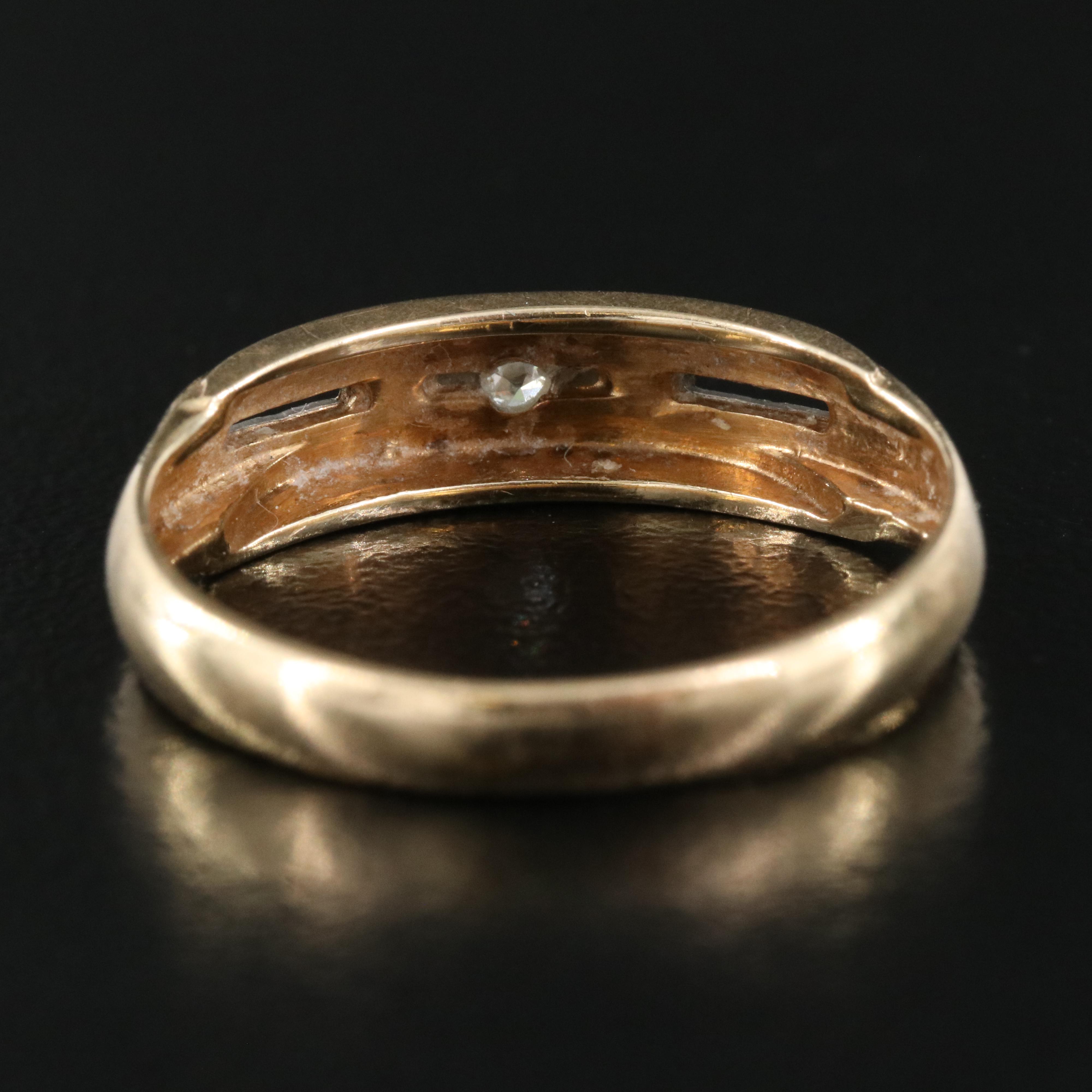 14K 0.03 CT Diamond Ring with Palladium Accents