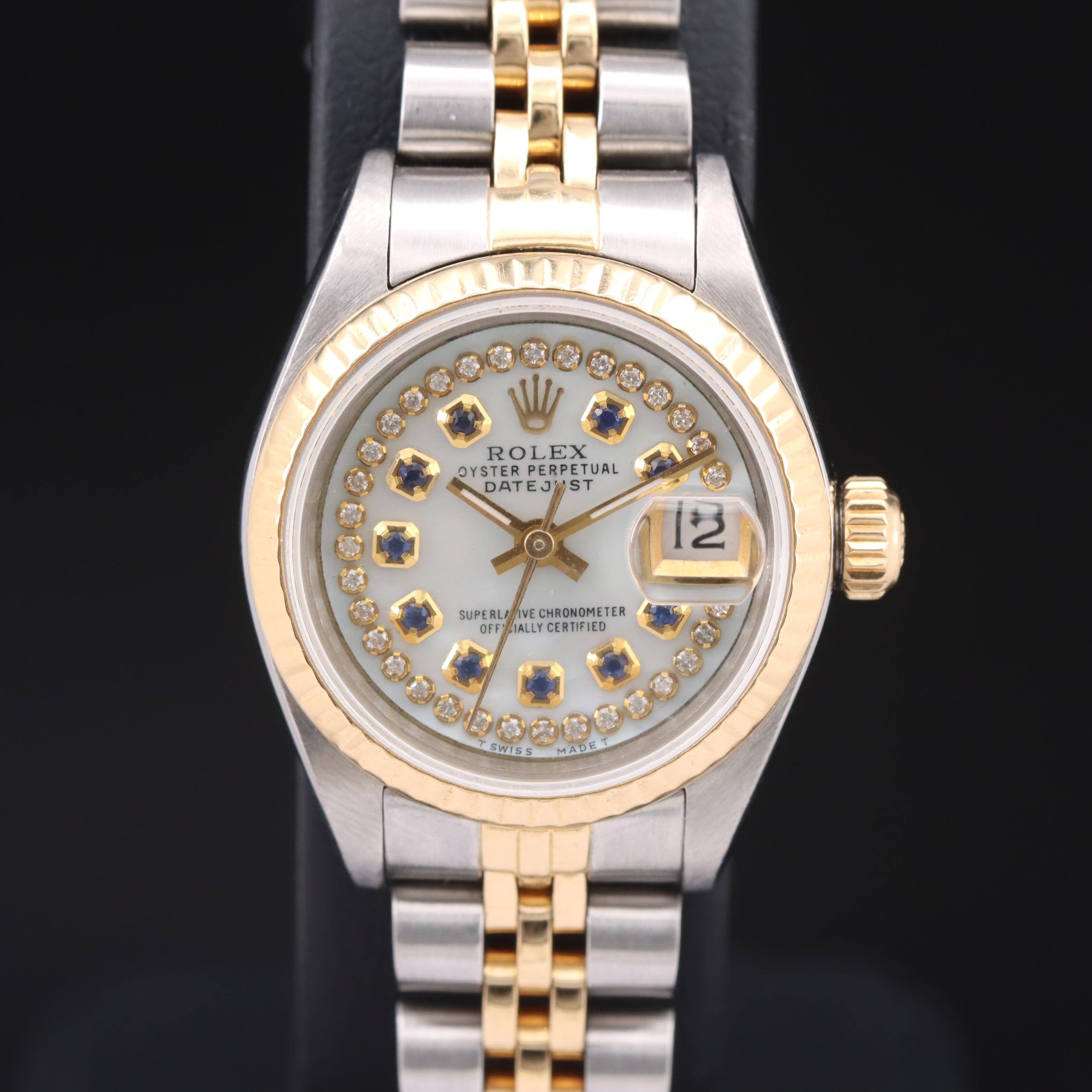 1985 Rolex Oyster Perpetual Mother-of-Pearl and Gemstone Dial Watch