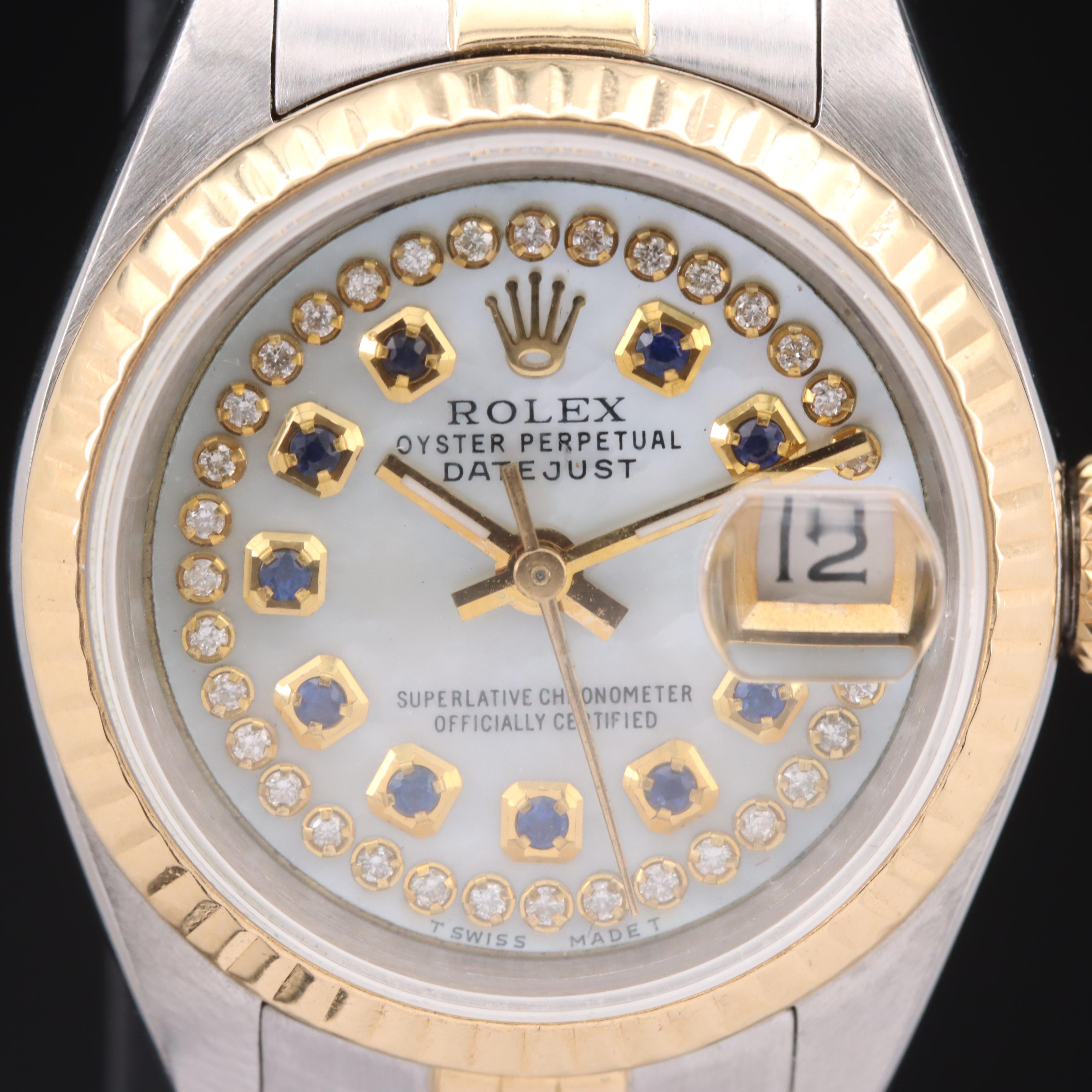 1985 Rolex Oyster Perpetual Mother-of-Pearl and Gemstone Dial Watch