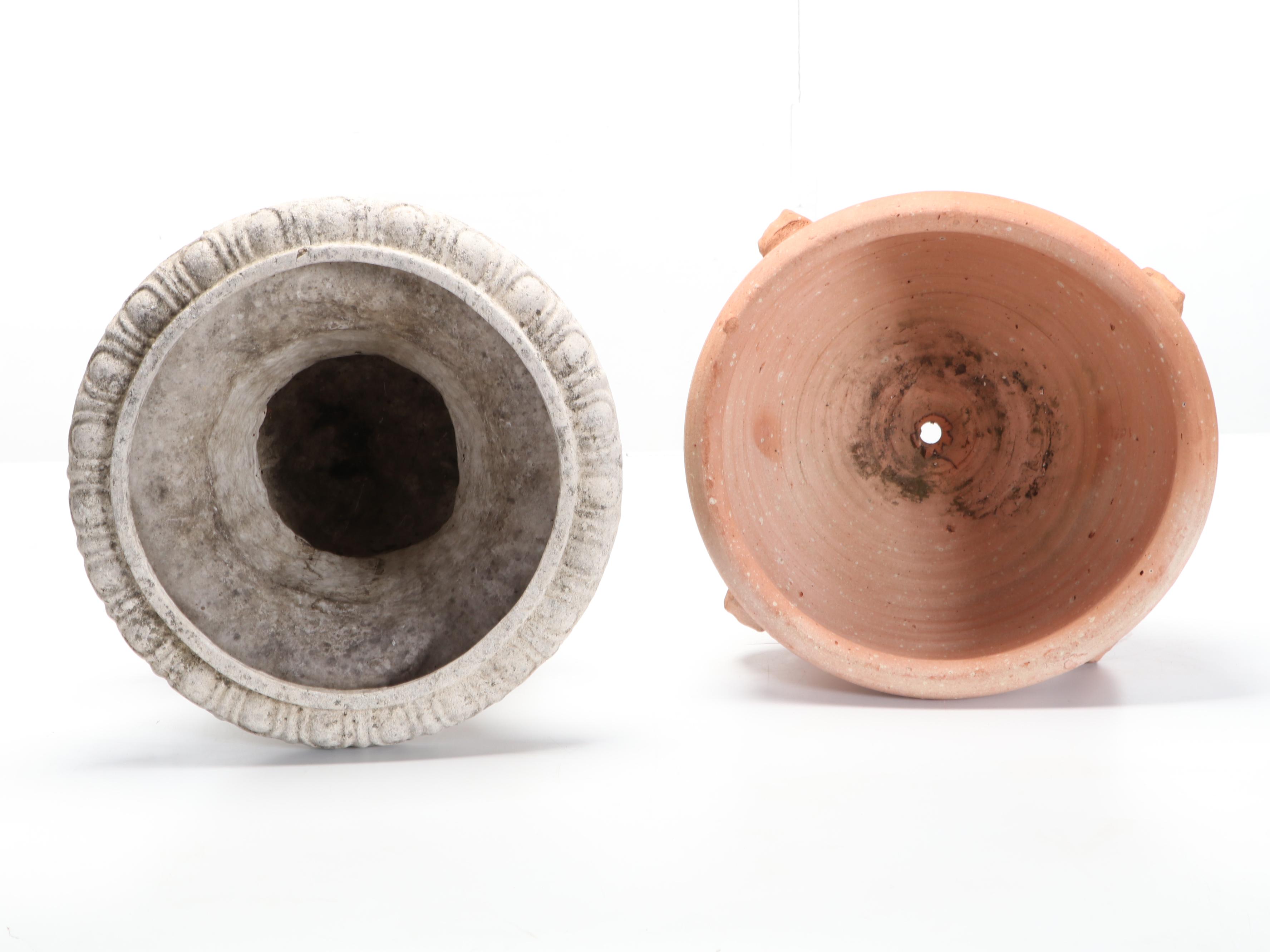 Ceramic and Fiberglass Faux Stone Garden Planters