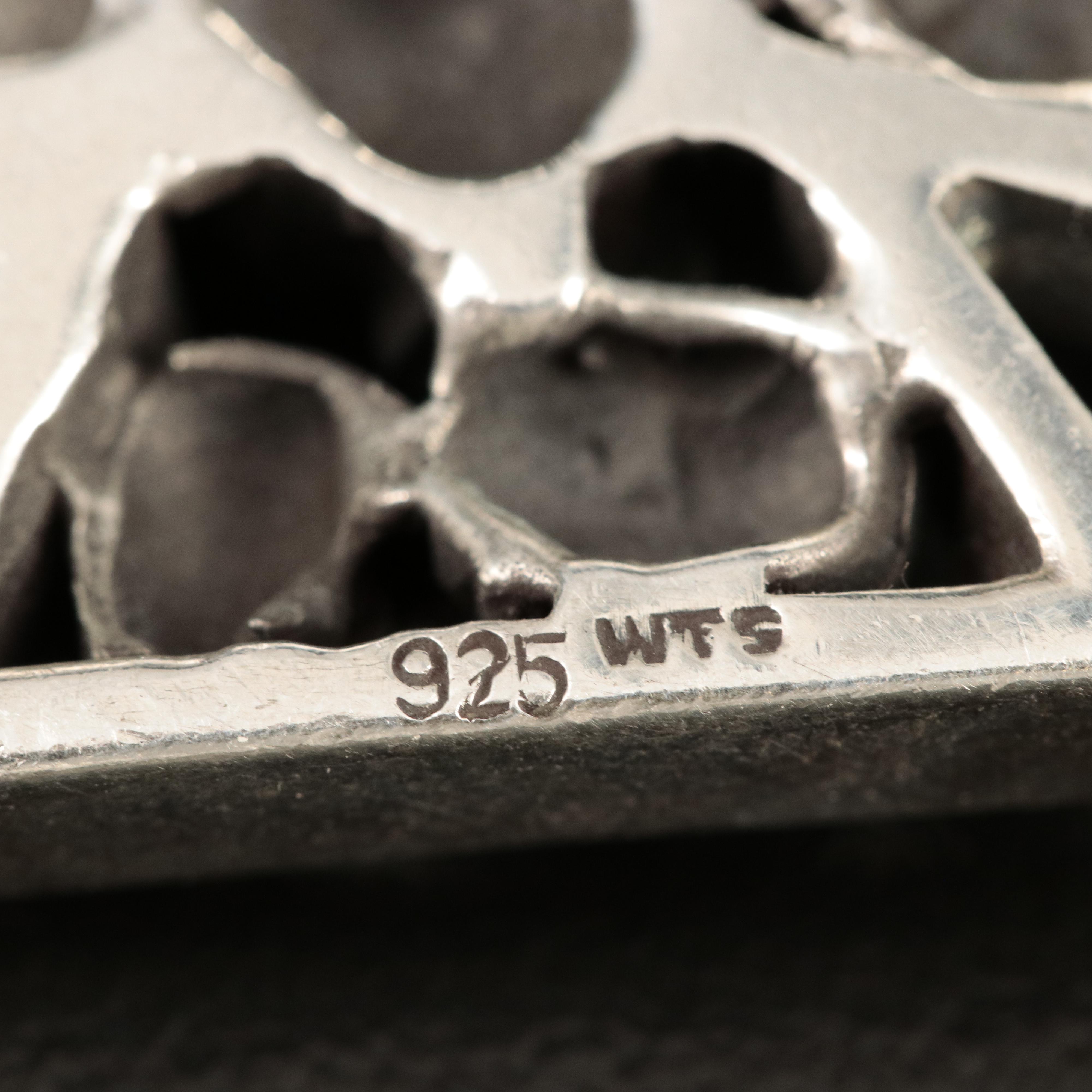 Sterling Iron Cross with Skulls Pendant