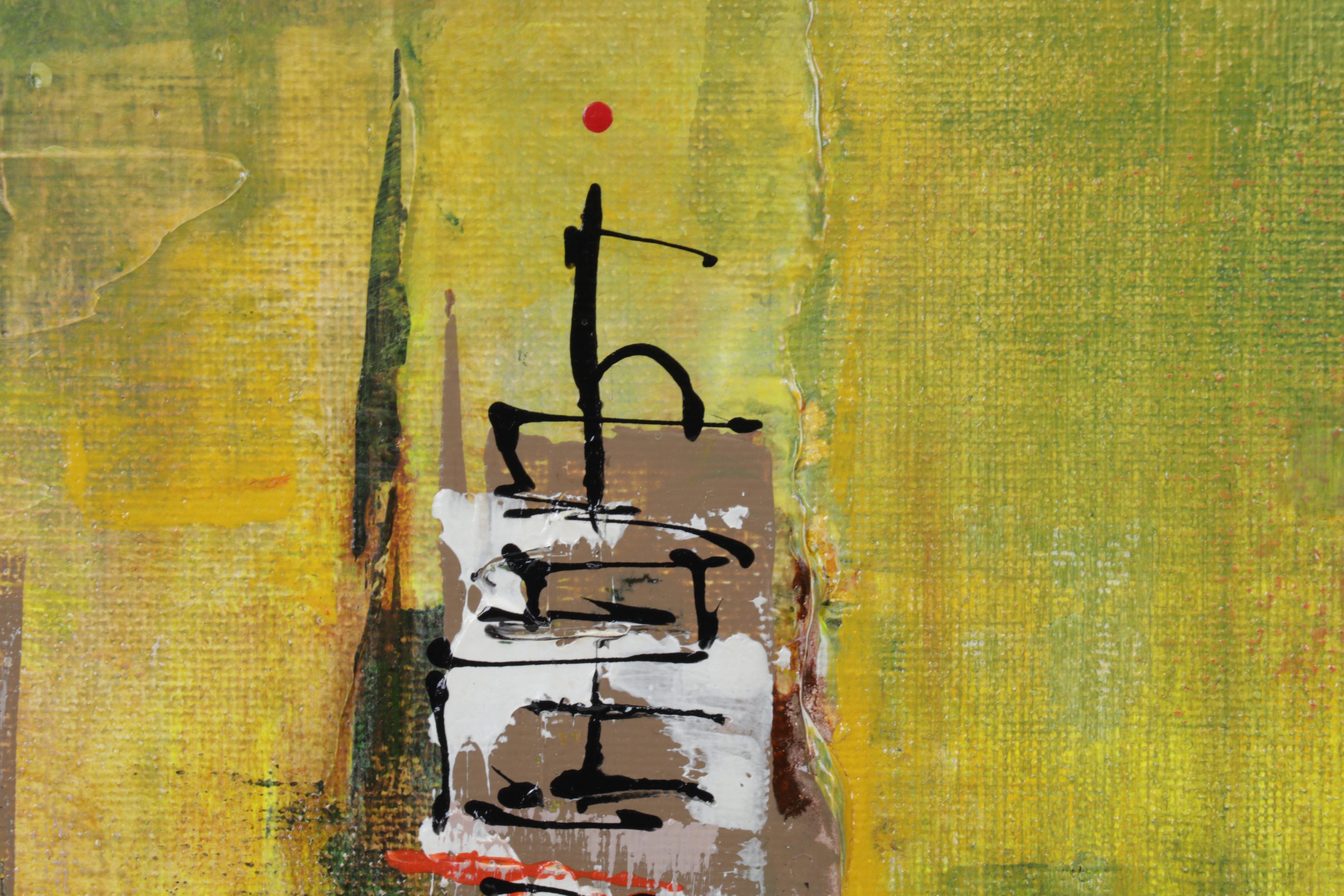 Farshad Lanjani Abstract Coastal Cityscape Acrylic Painting, 21st Century