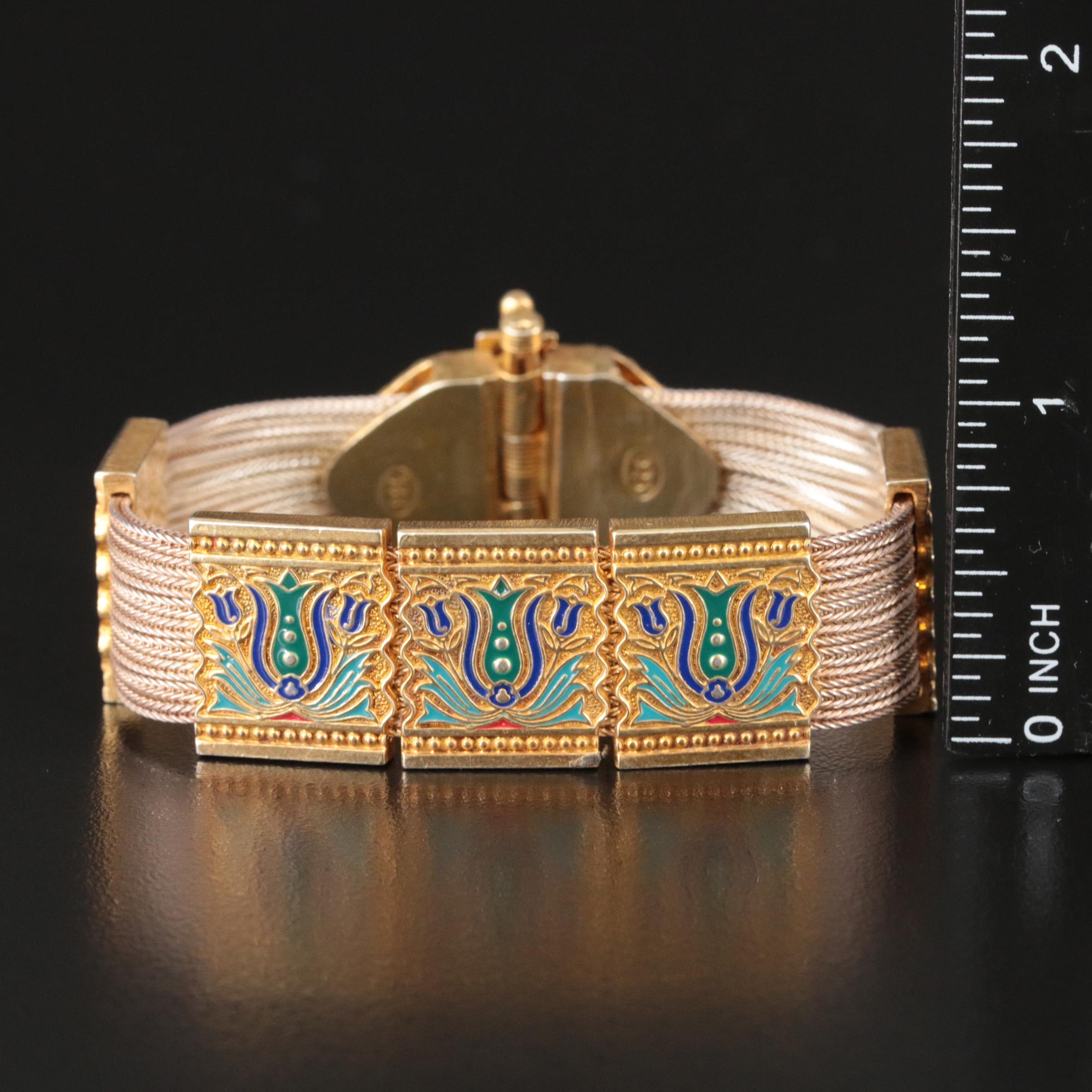 Sterling Enamel Panels on Multi-Strand Foxtail Bracelet
