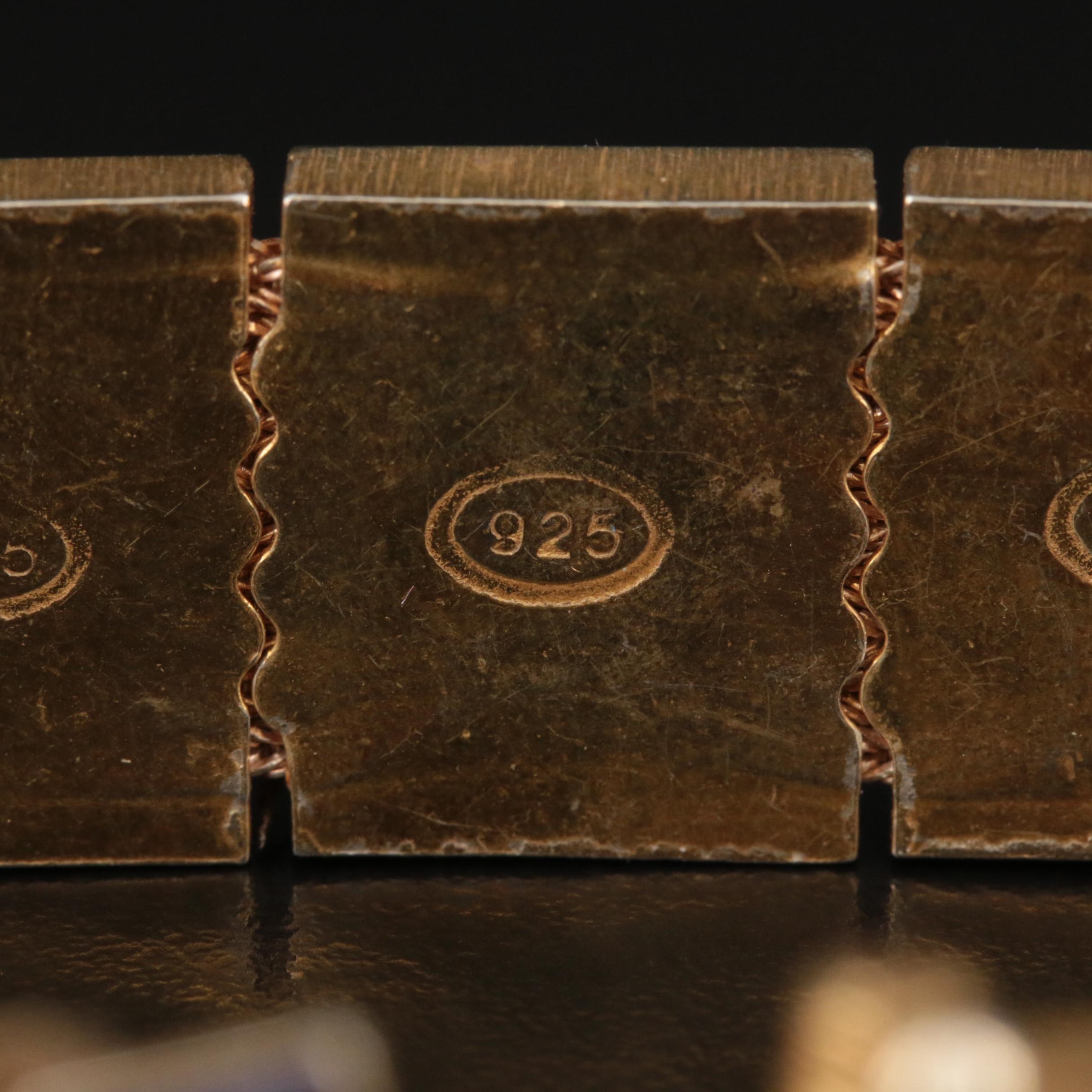 Sterling Enamel Panels on Multi-Strand Foxtail Bracelet