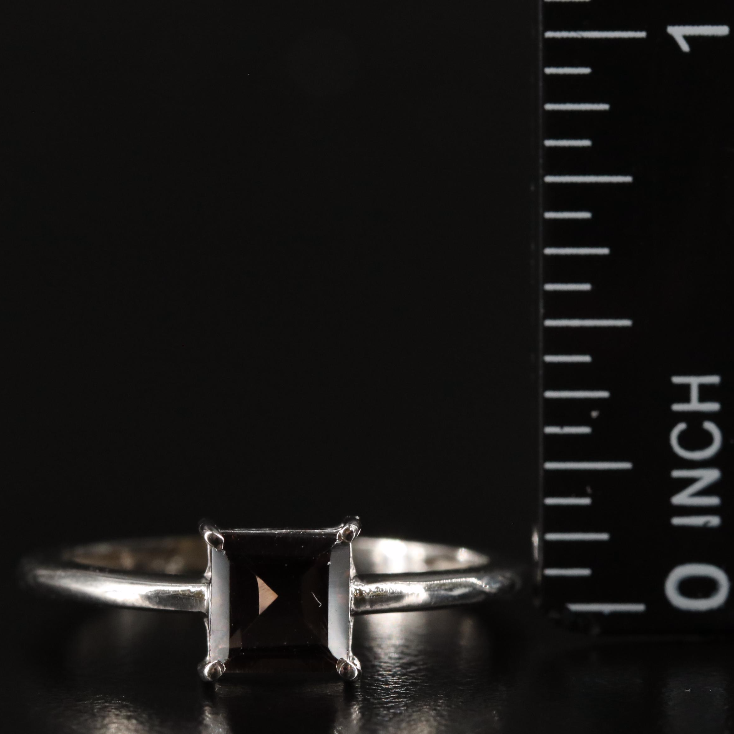 Sterling Smoky Quartz Solitaire Ring