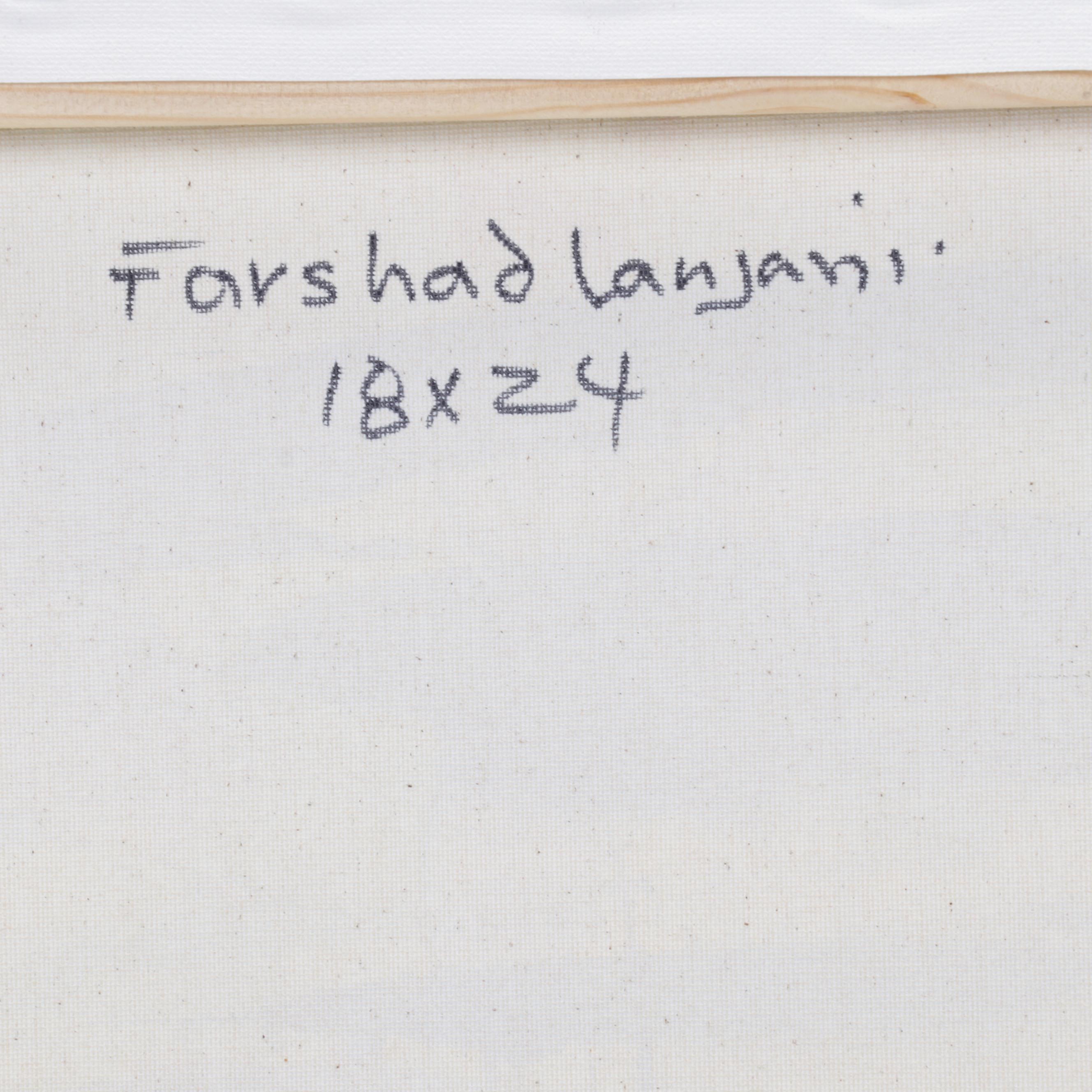 Farshad Lanjani Abstract Acrylic Painting of Coastal City Sunrise