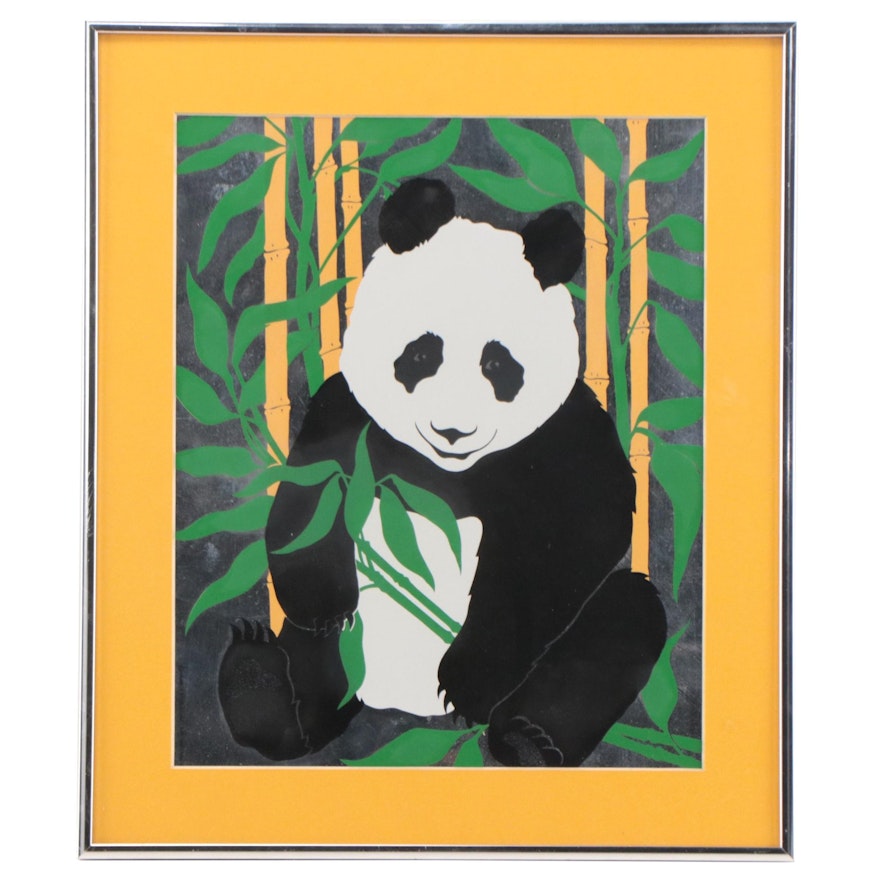 Serigraph of Panda In Bamboo