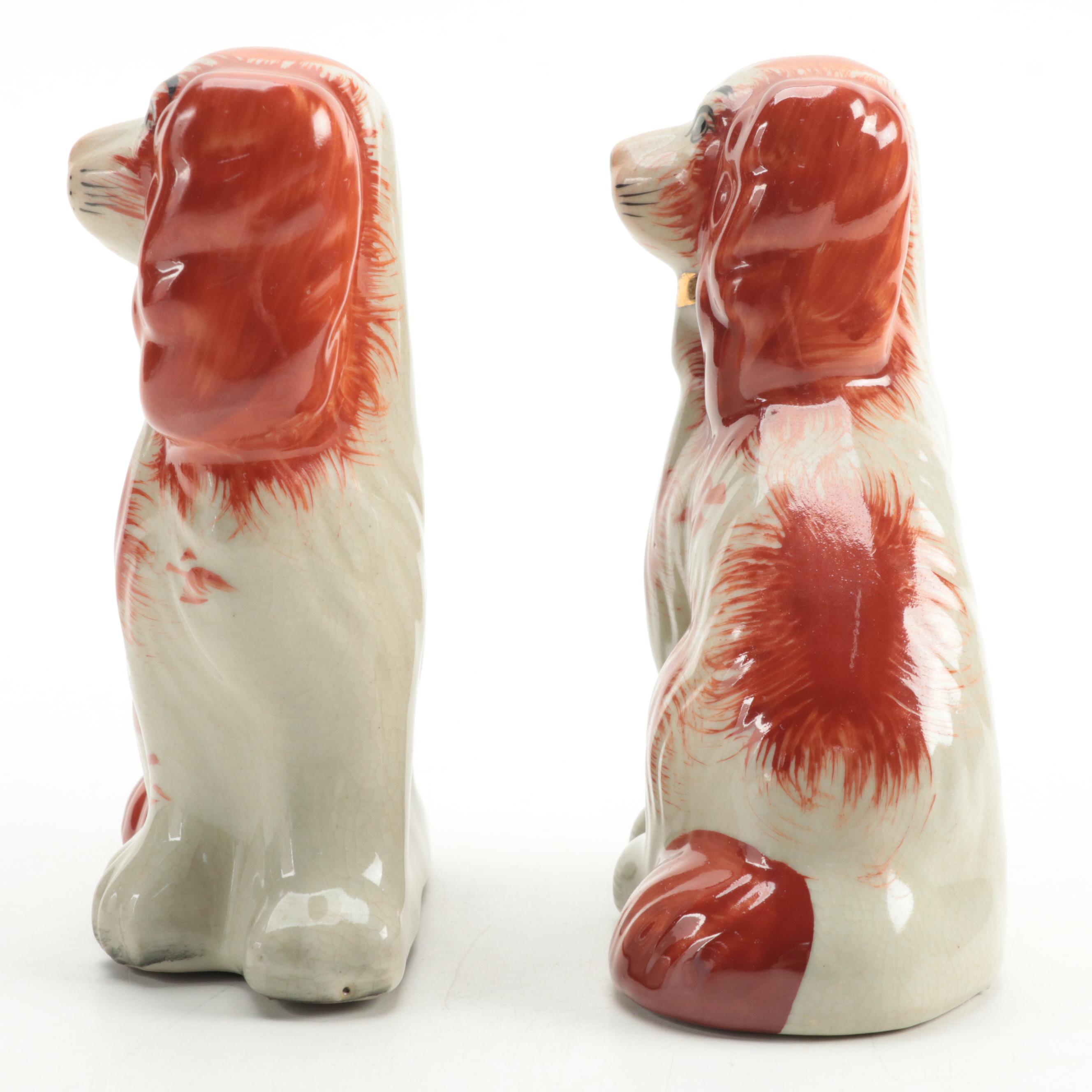 Pair of Carleton Varney Staffordshire Style Ceramic Dog Figurines