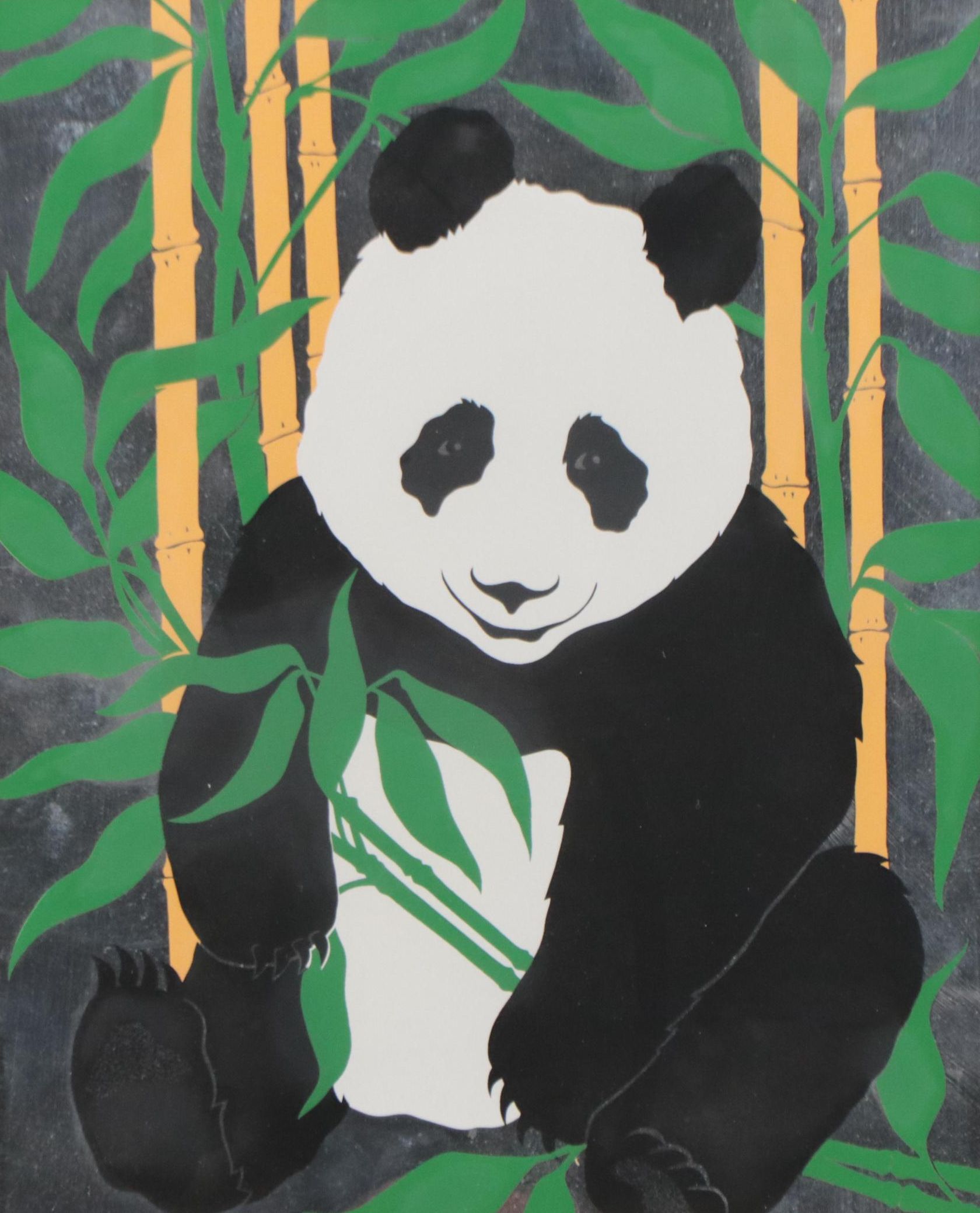 Serigraph of Panda In Bamboo
