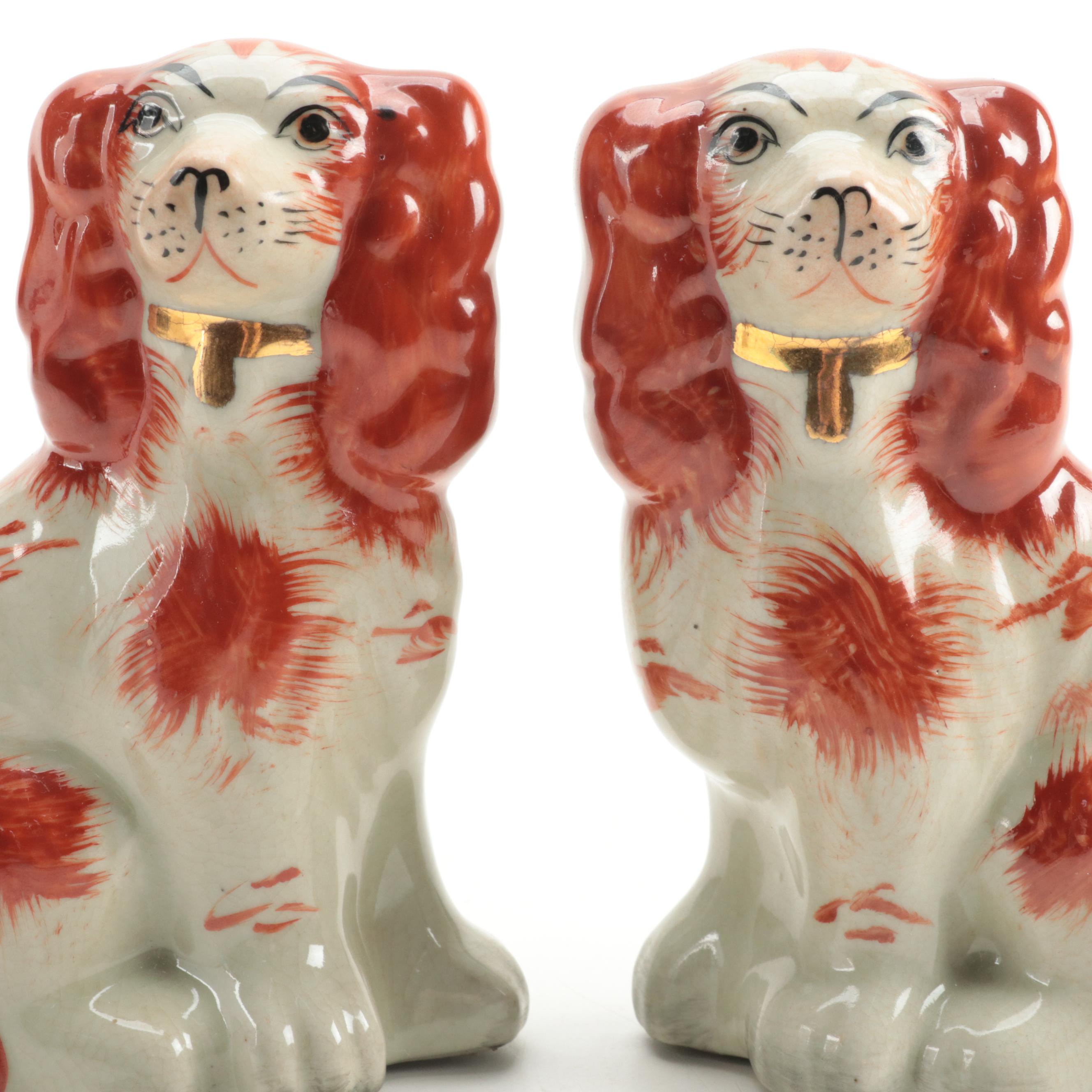 Pair of Carleton Varney Staffordshire Style Ceramic Dog Figurines