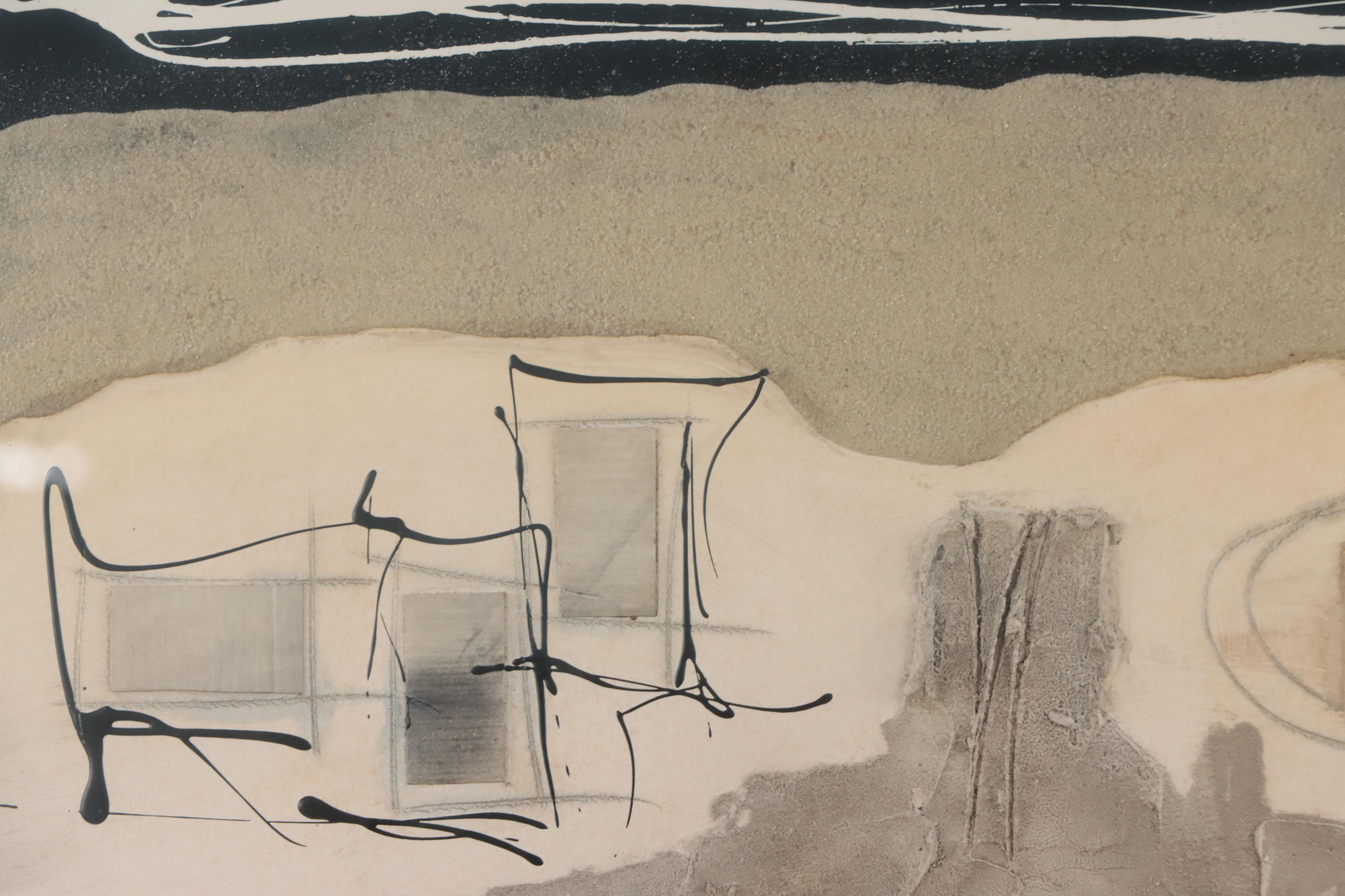 Daniel Ruiz Abstract Non-Objective Mixed Media Painting, Late 20th Century