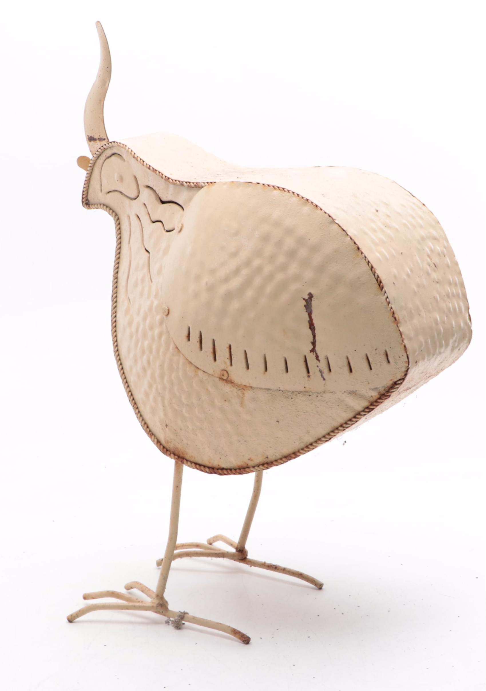 Painted Metal Quail Family Figurines