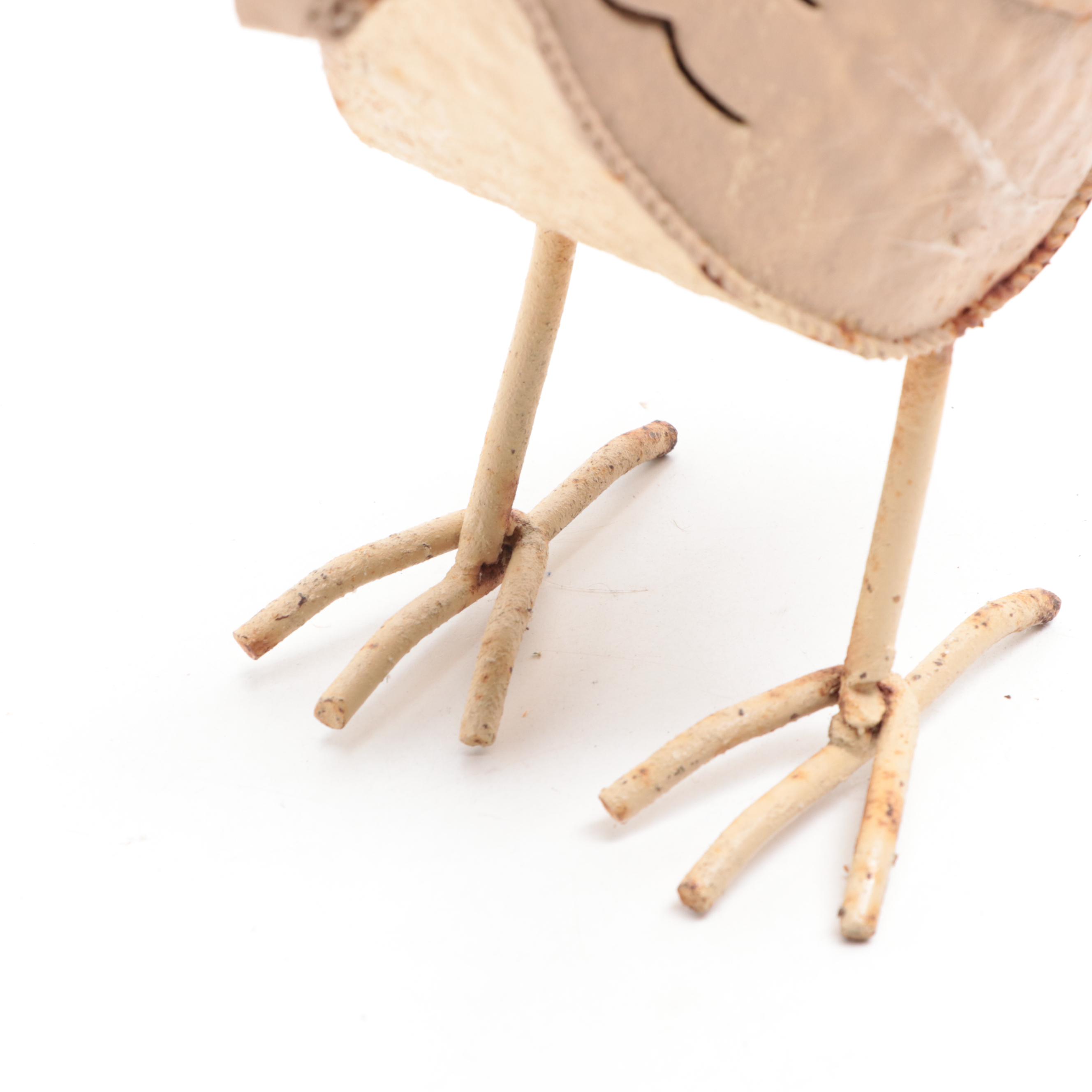 Painted Metal Quail Family Figurines