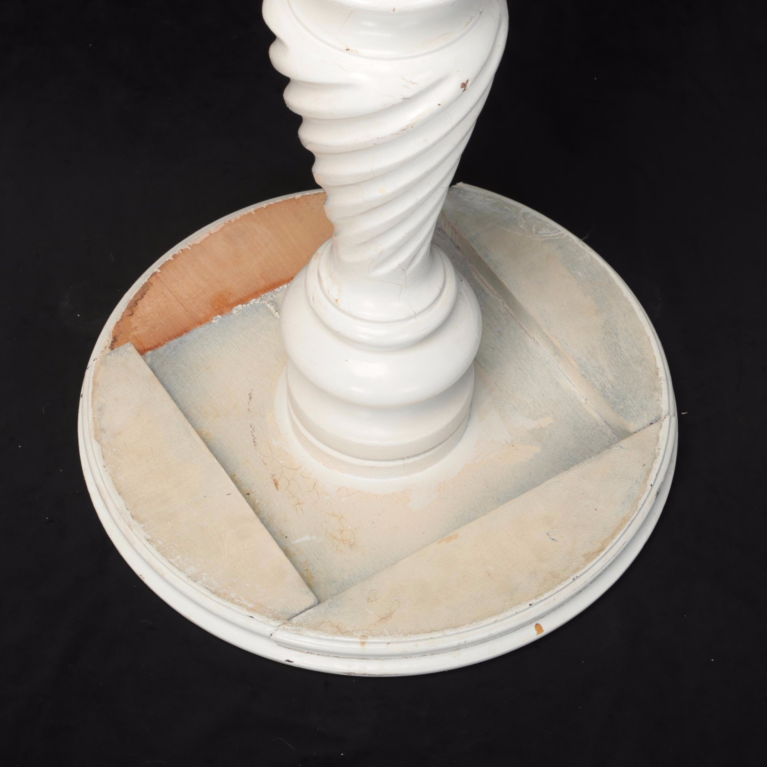 Victorian Style White-Painted and Turned Wood Pedestal Plant Stand