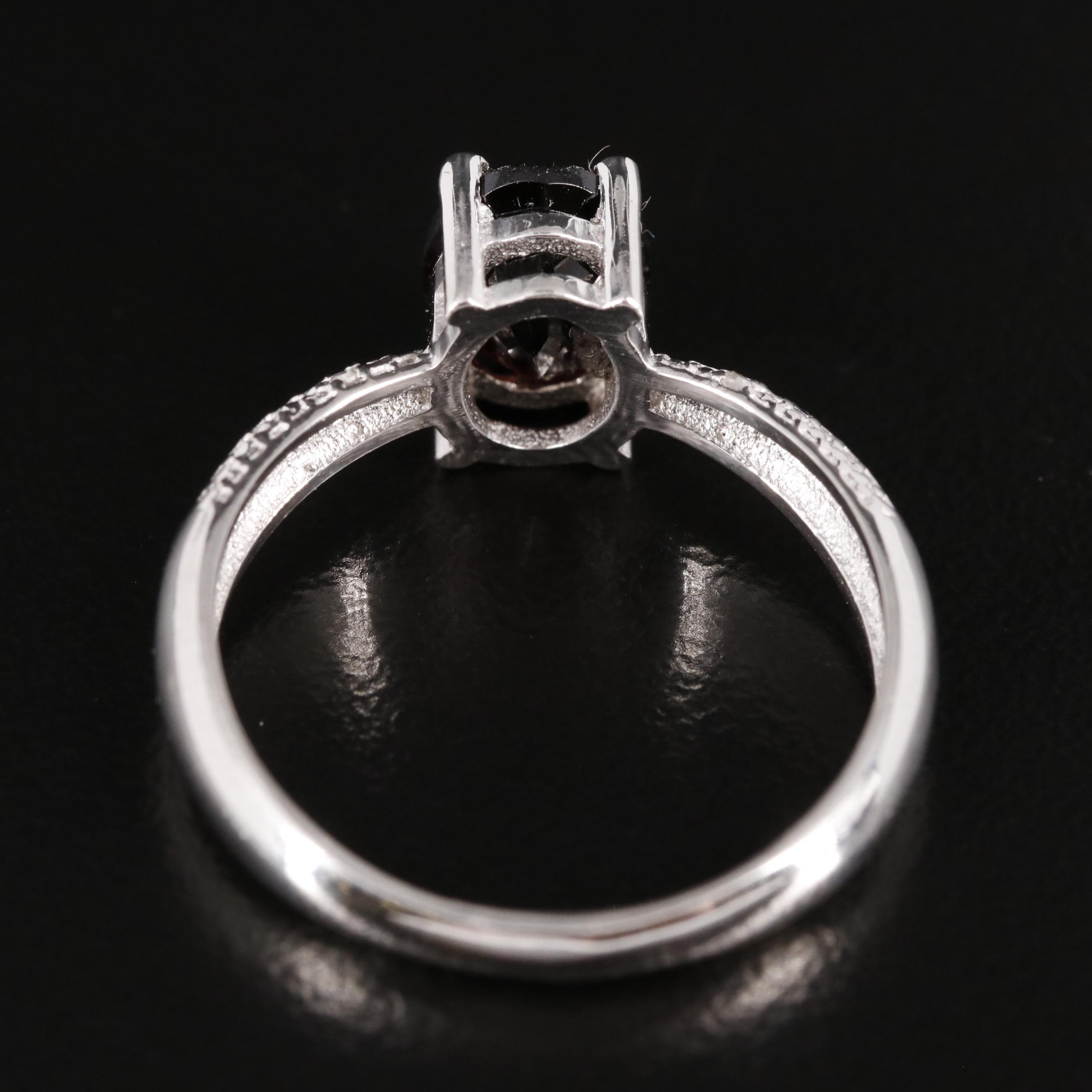 Sterling Garnet Ring with Diamond Accents