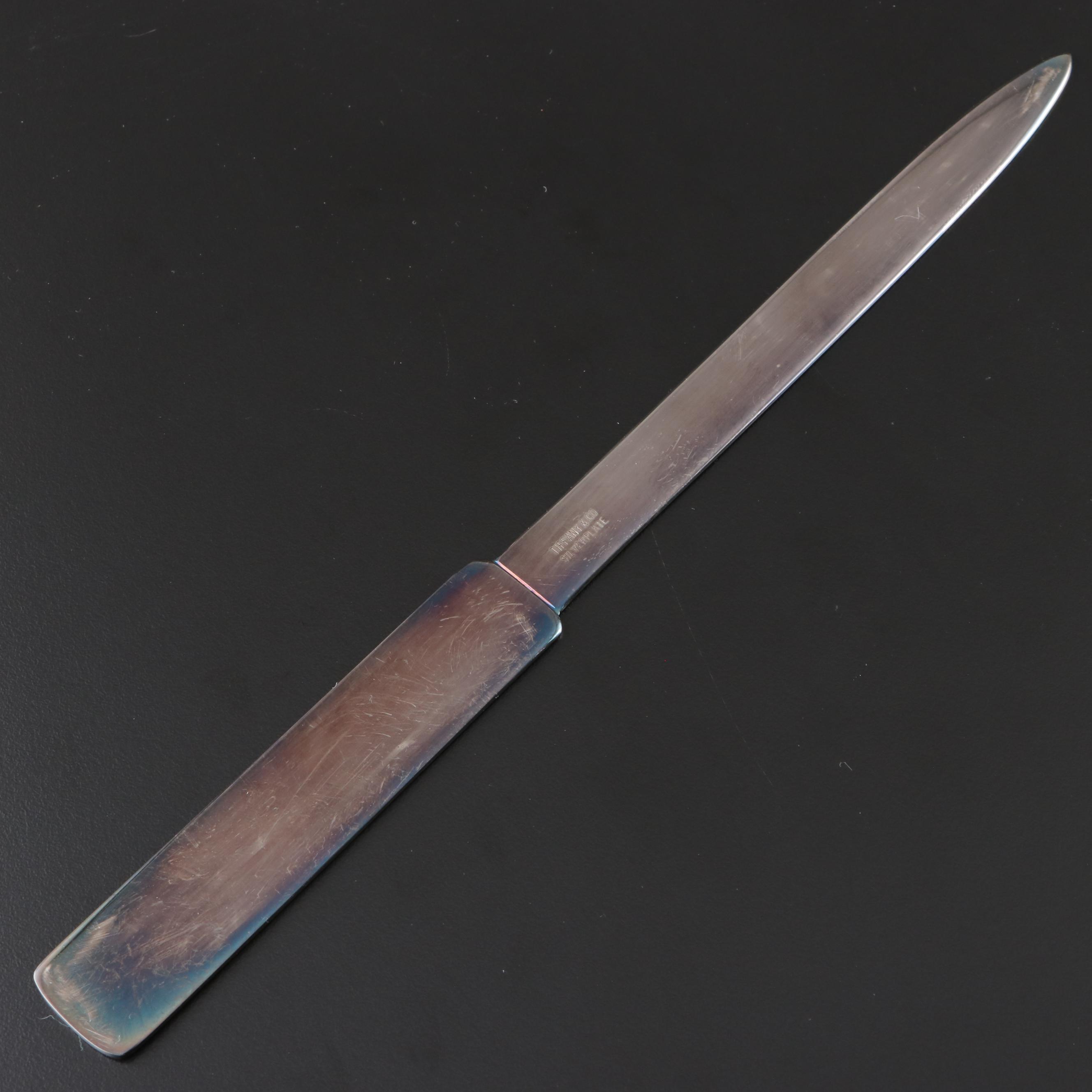 Tiffany & Co. and Other Silver Plate Letter Openers with Cross Pen and Pencil