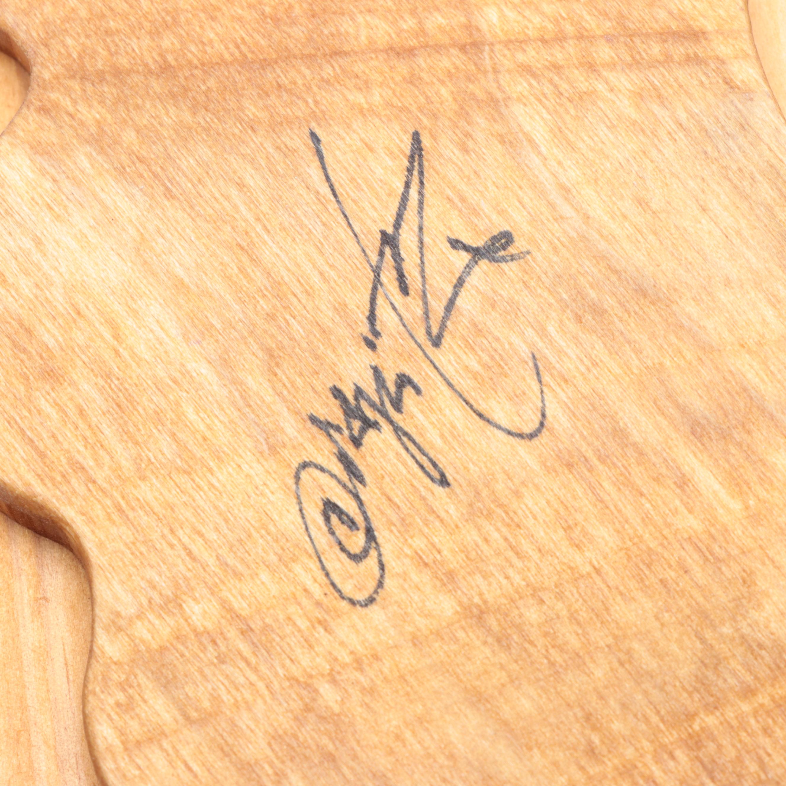 Artist Signed Hand-Carved Wood Box of Man's Face