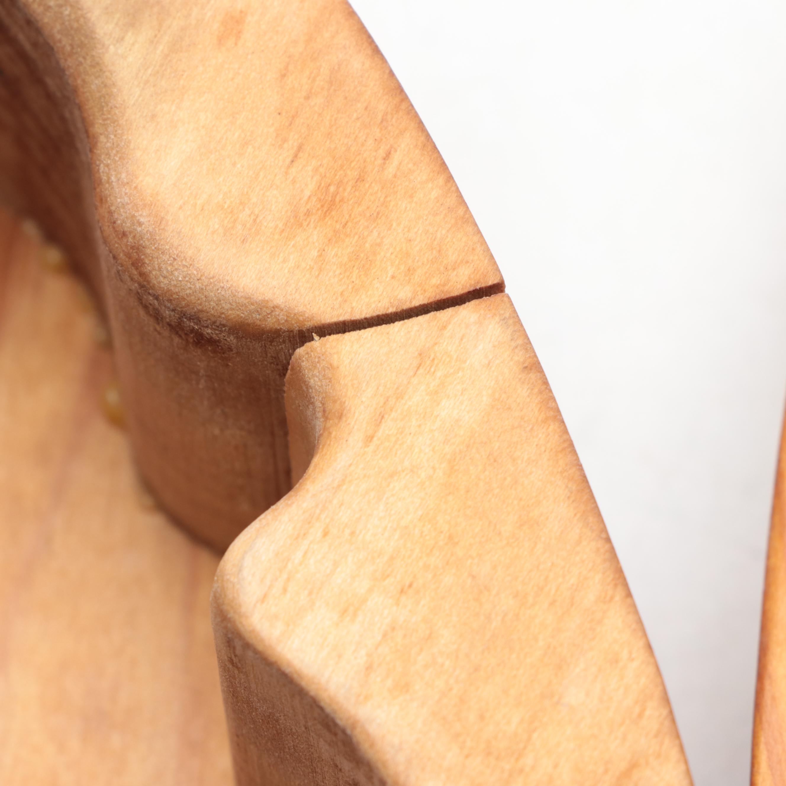 Artist Signed Hand-Carved Wood Box of Man's Face