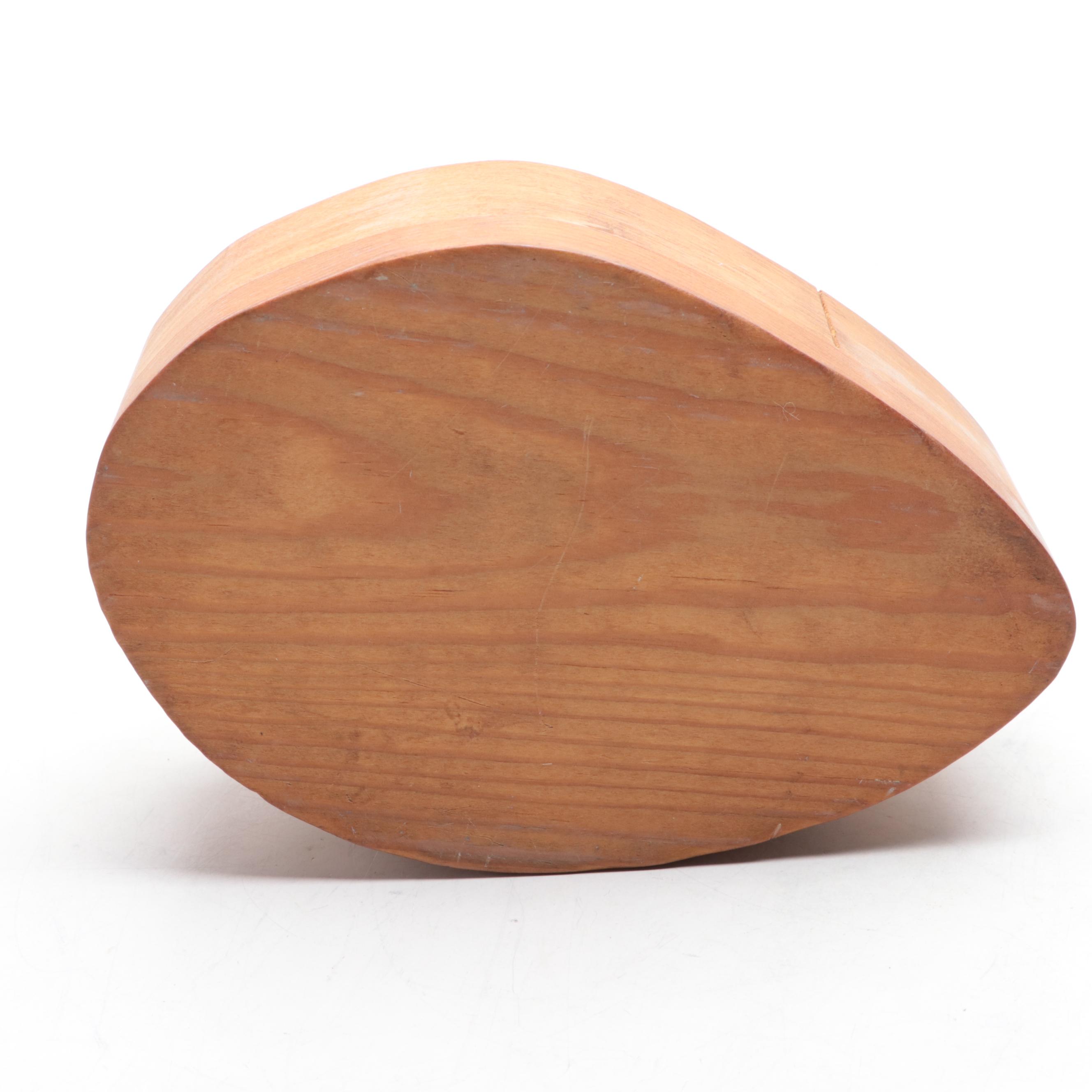 Artist Signed Hand-Carved Wood Box of Man's Face