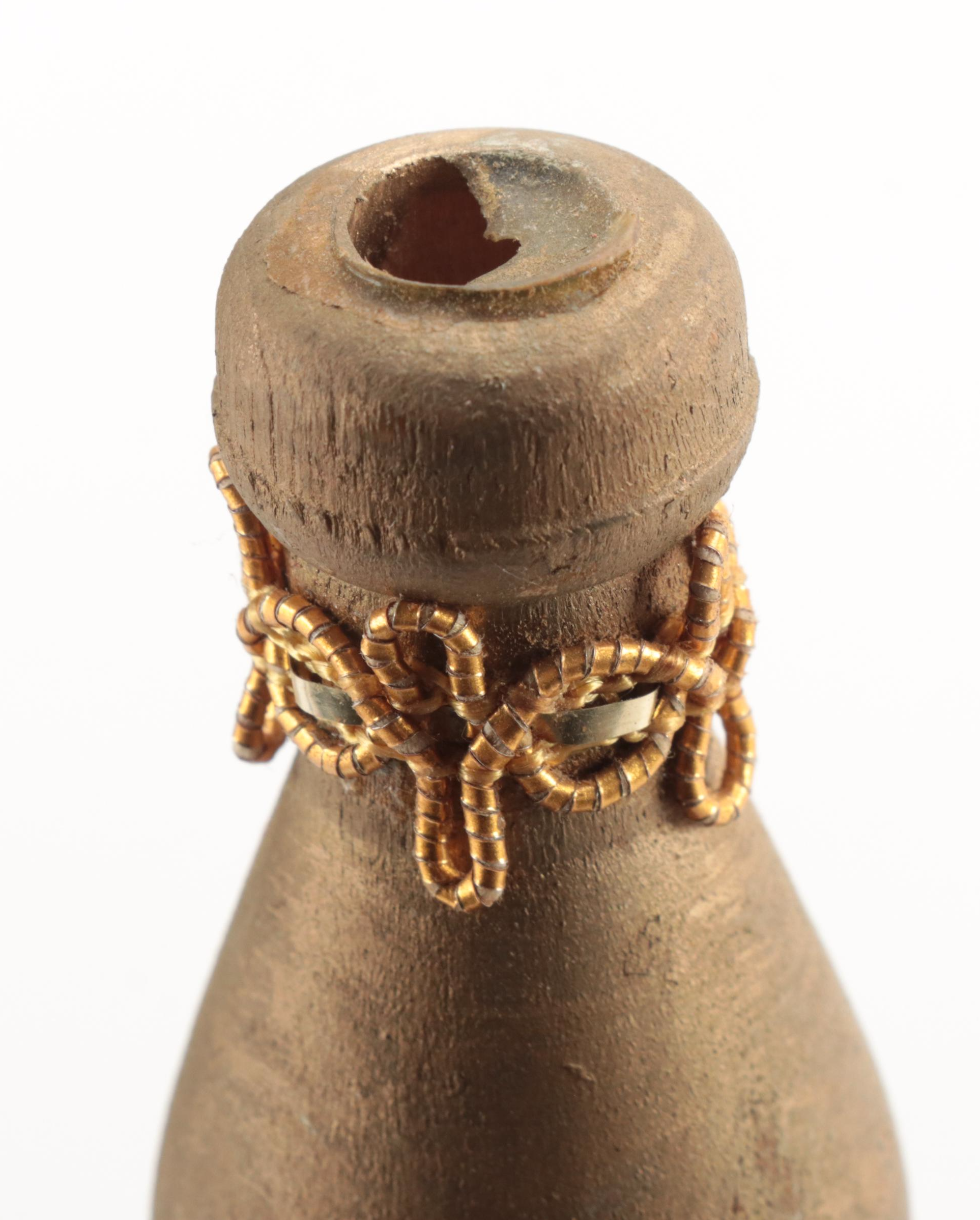 Hand-Painted Wood Angel Candelabras with Artist Signed Wood Figurine