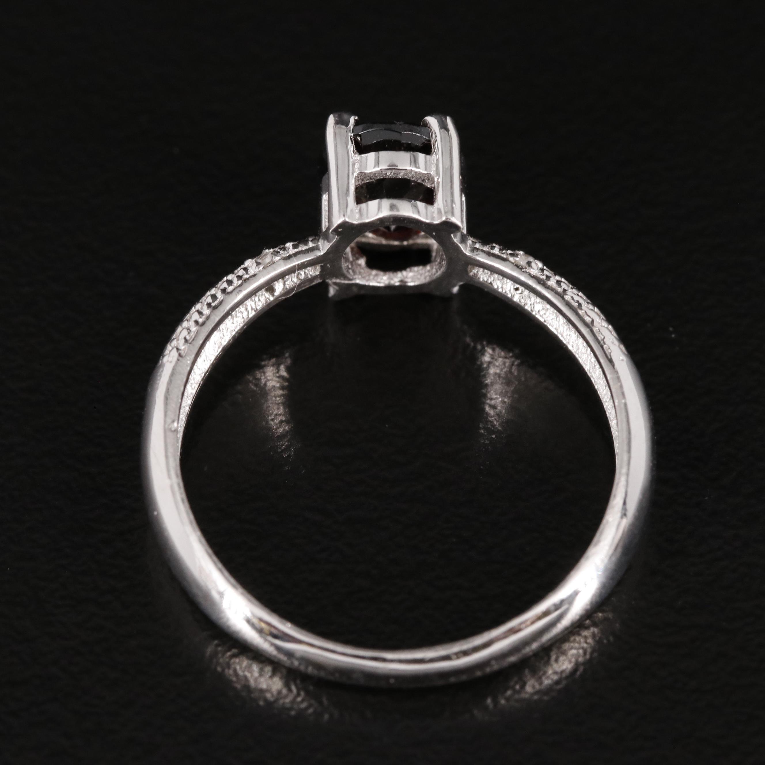 Sterling Garnet Ring with Diamond Accents