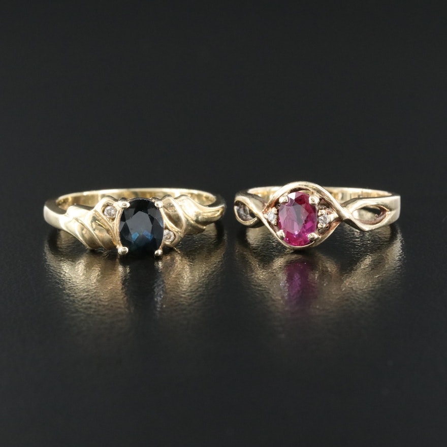 10K Rings Including Sapphire, Diamond and Ruby