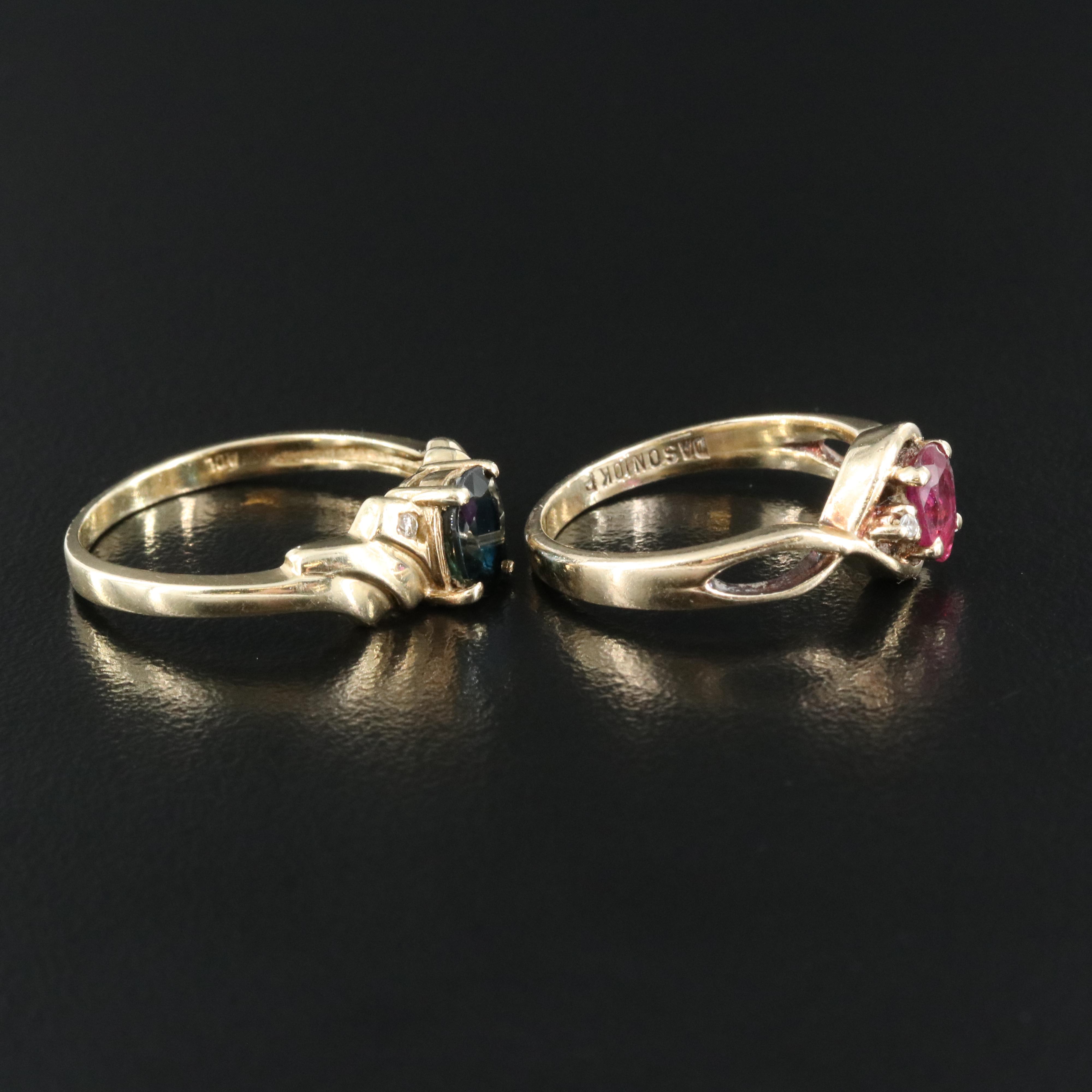 10K Rings Including Sapphire, Diamond and Ruby