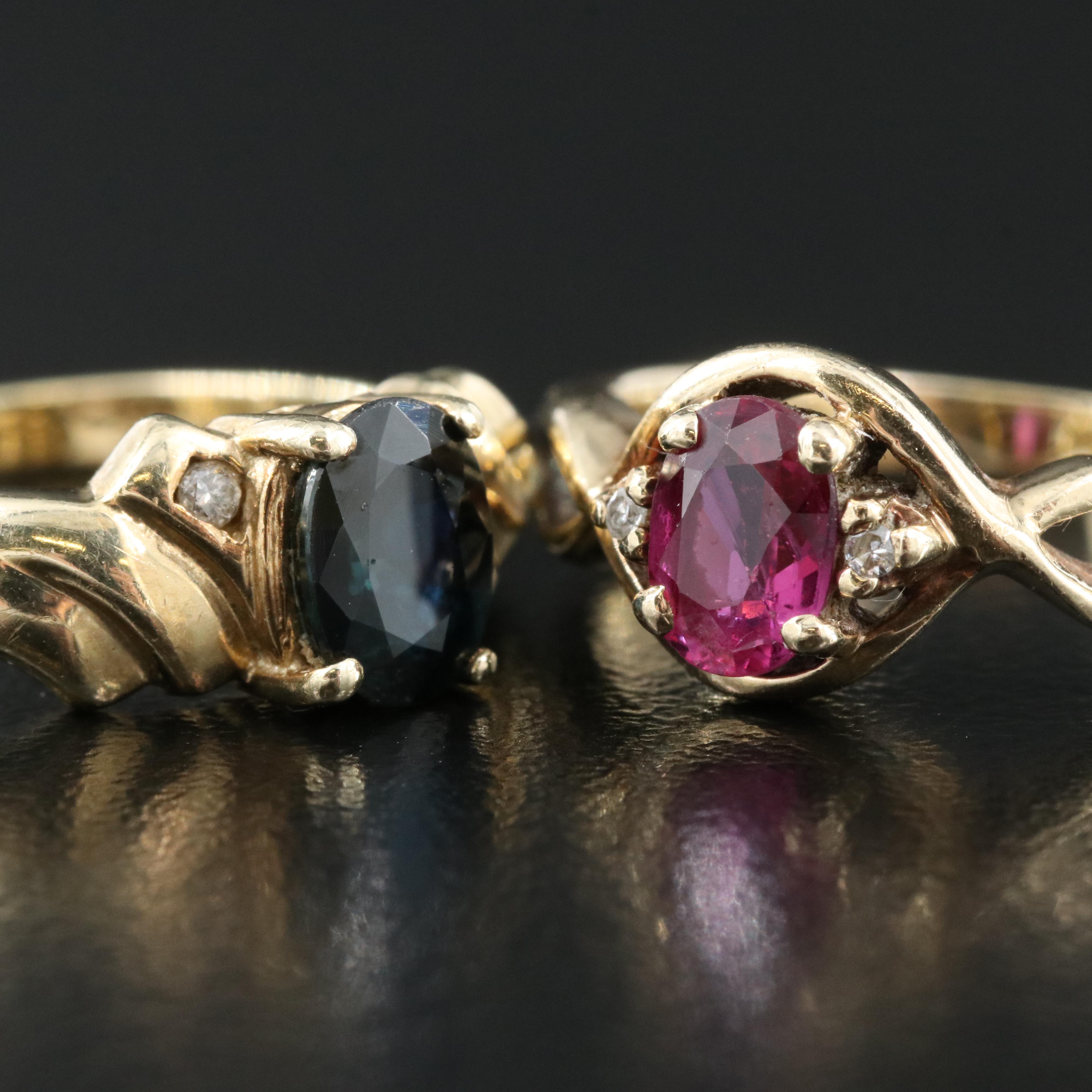 10K Rings Including Sapphire, Diamond and Ruby