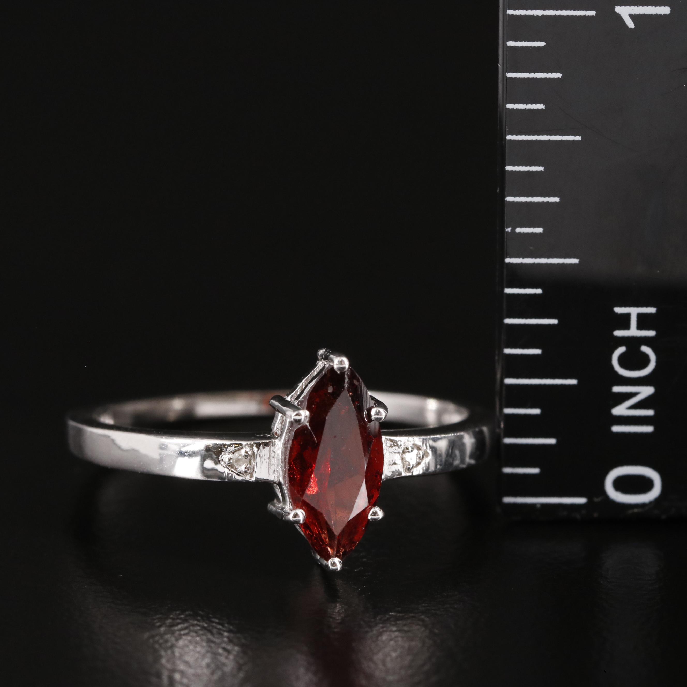 Sterling Garnet Ring with Diamond Accents